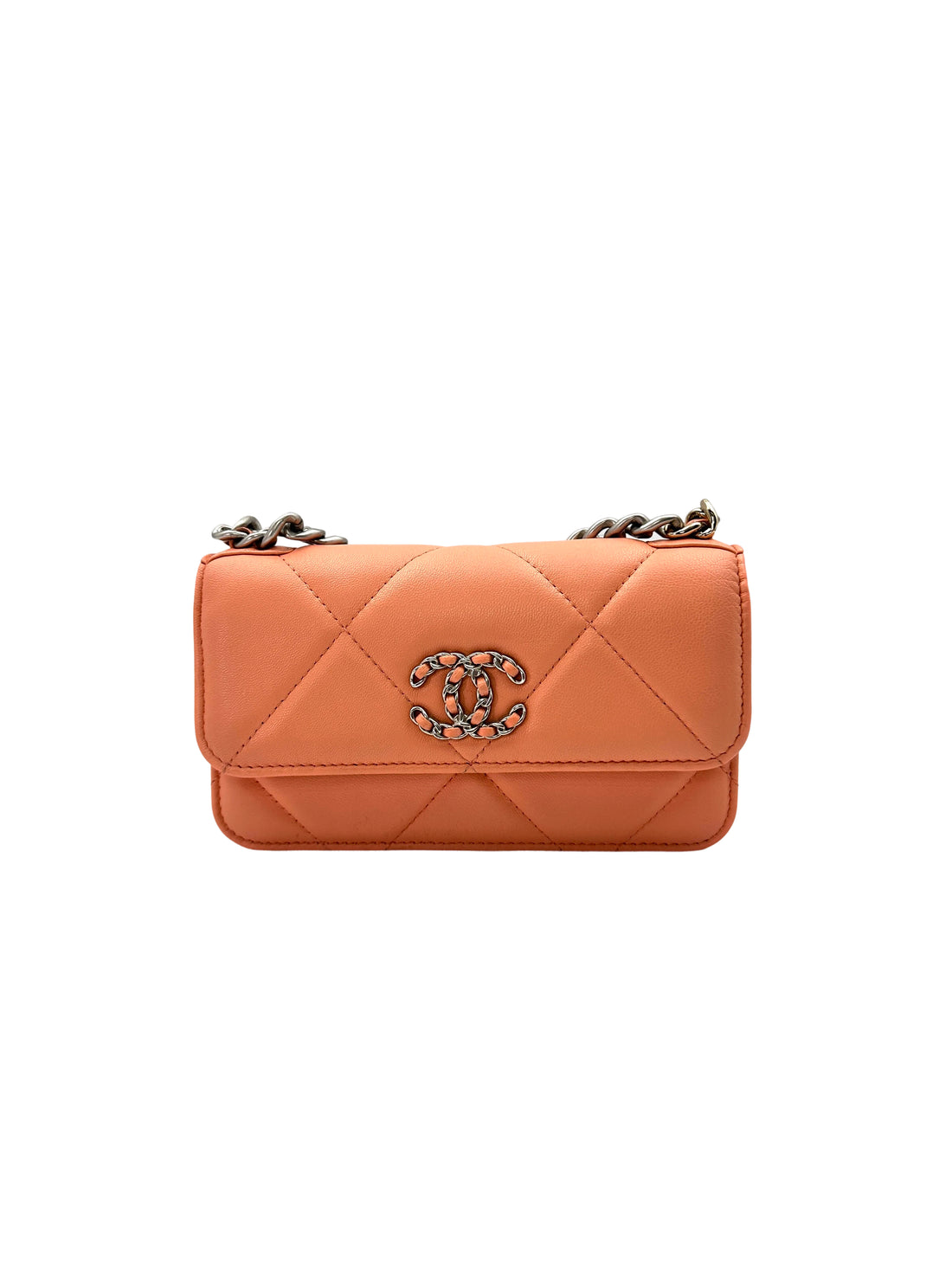 Chanel 19Bag Orange Quilted Leather Wallet On Chain(AL***95) CC1539