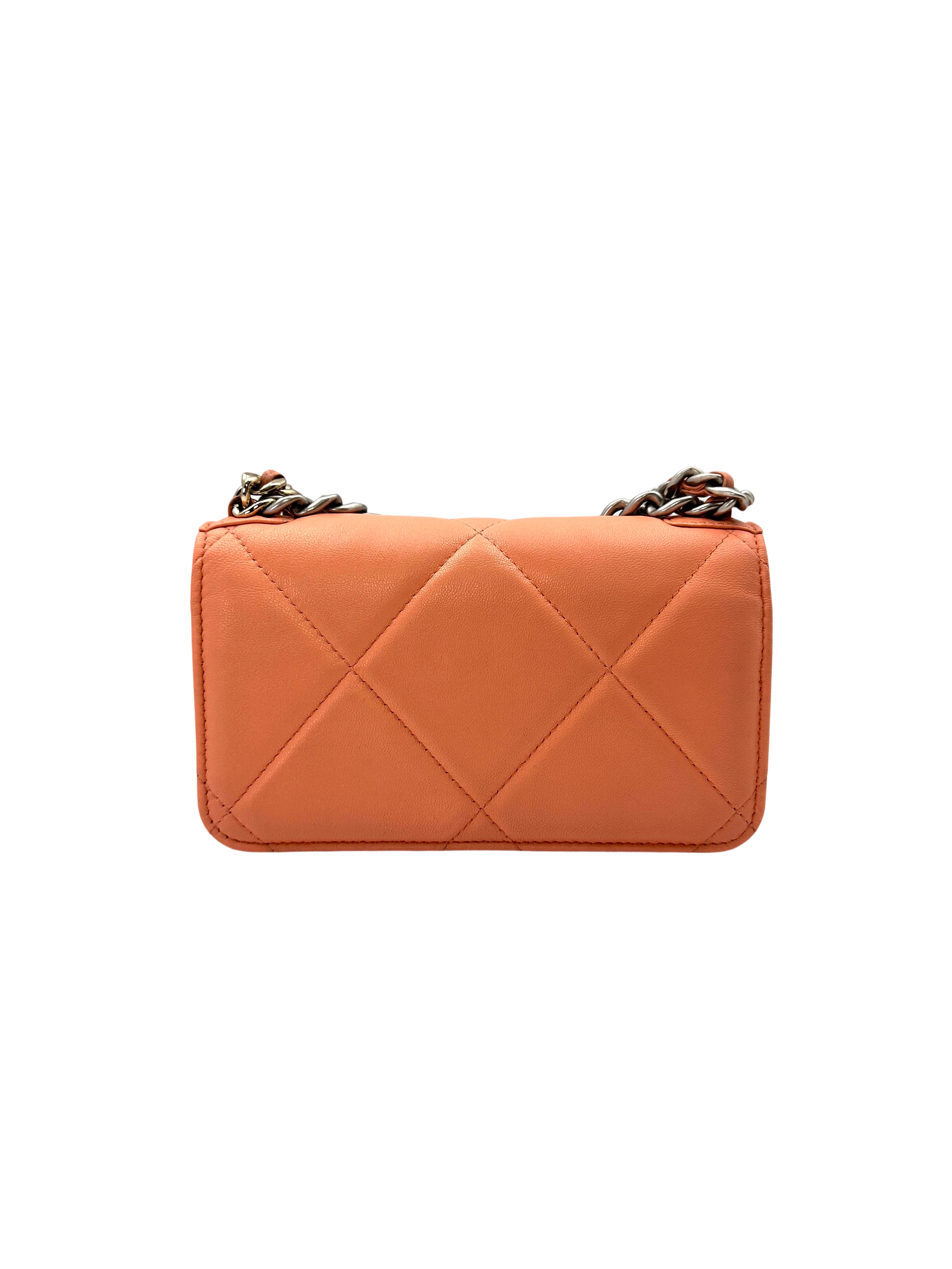 Chanel 19Bag Orange Quilted Leather Wallet On Chain(AL***95) CC1539
