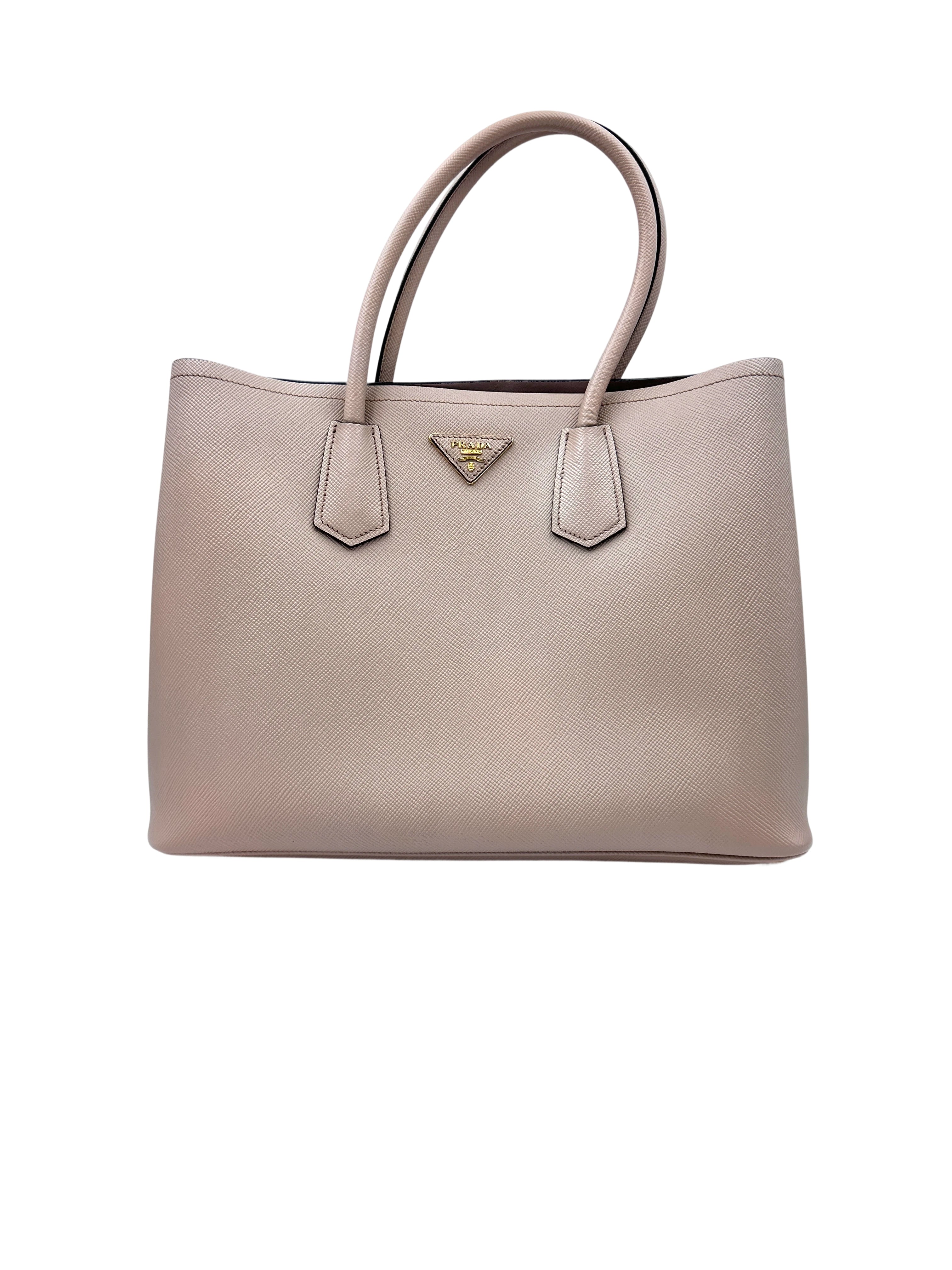 Prada Beige Saffiano Cuir Double Handle Bag PR205