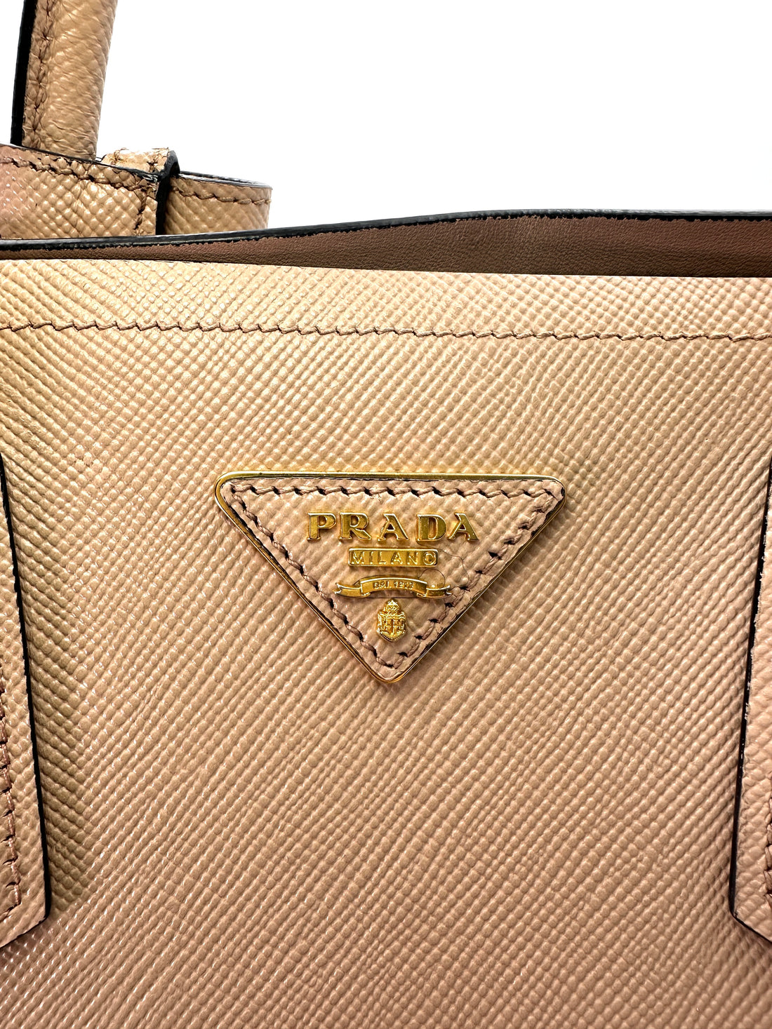 Prada Beige Saffiano Cuir Double Handle Bag PR205