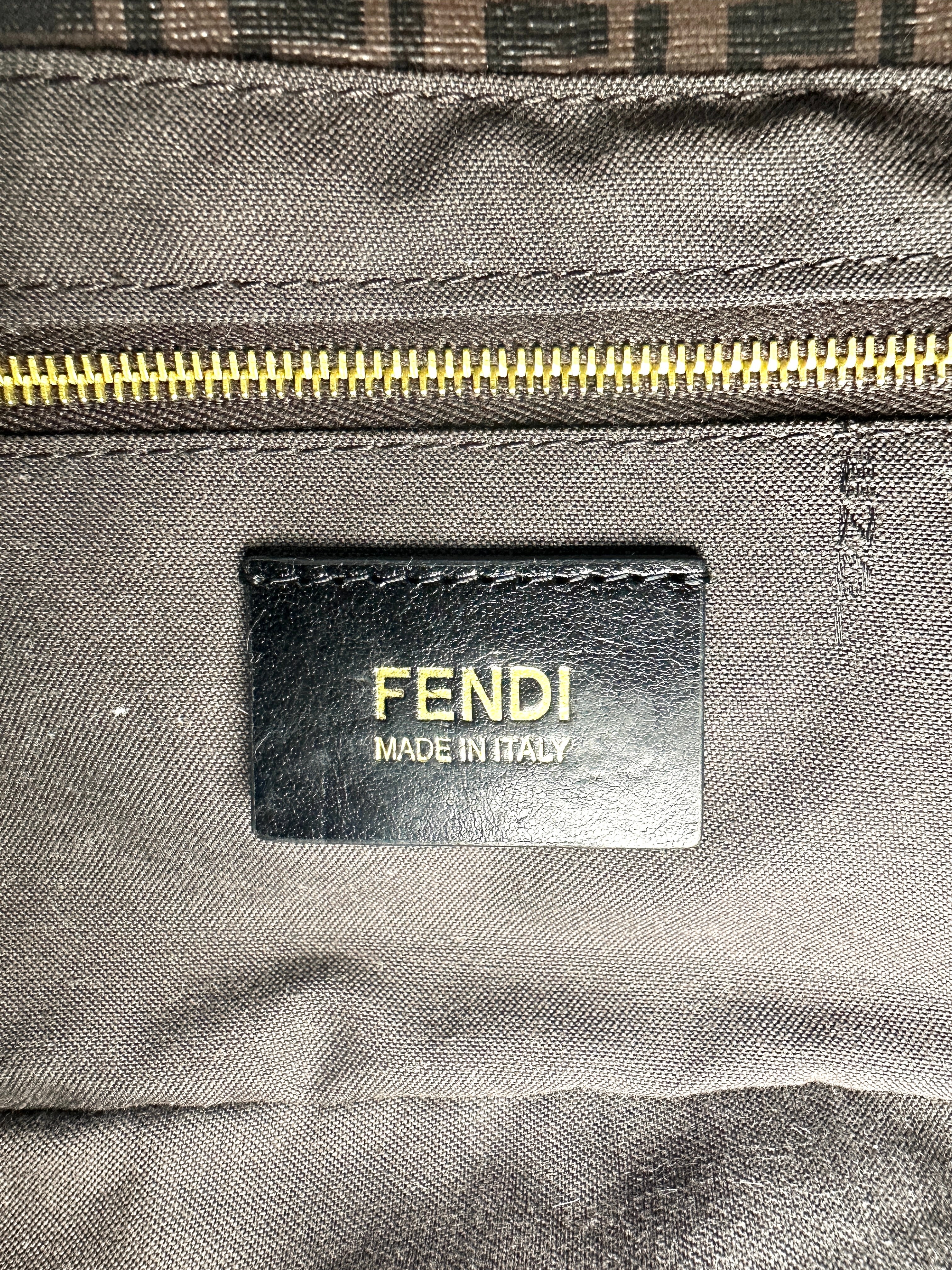 Fendi Baguette Brwon FF Zucchino Monogram Canvas Shoulder Bag FF86