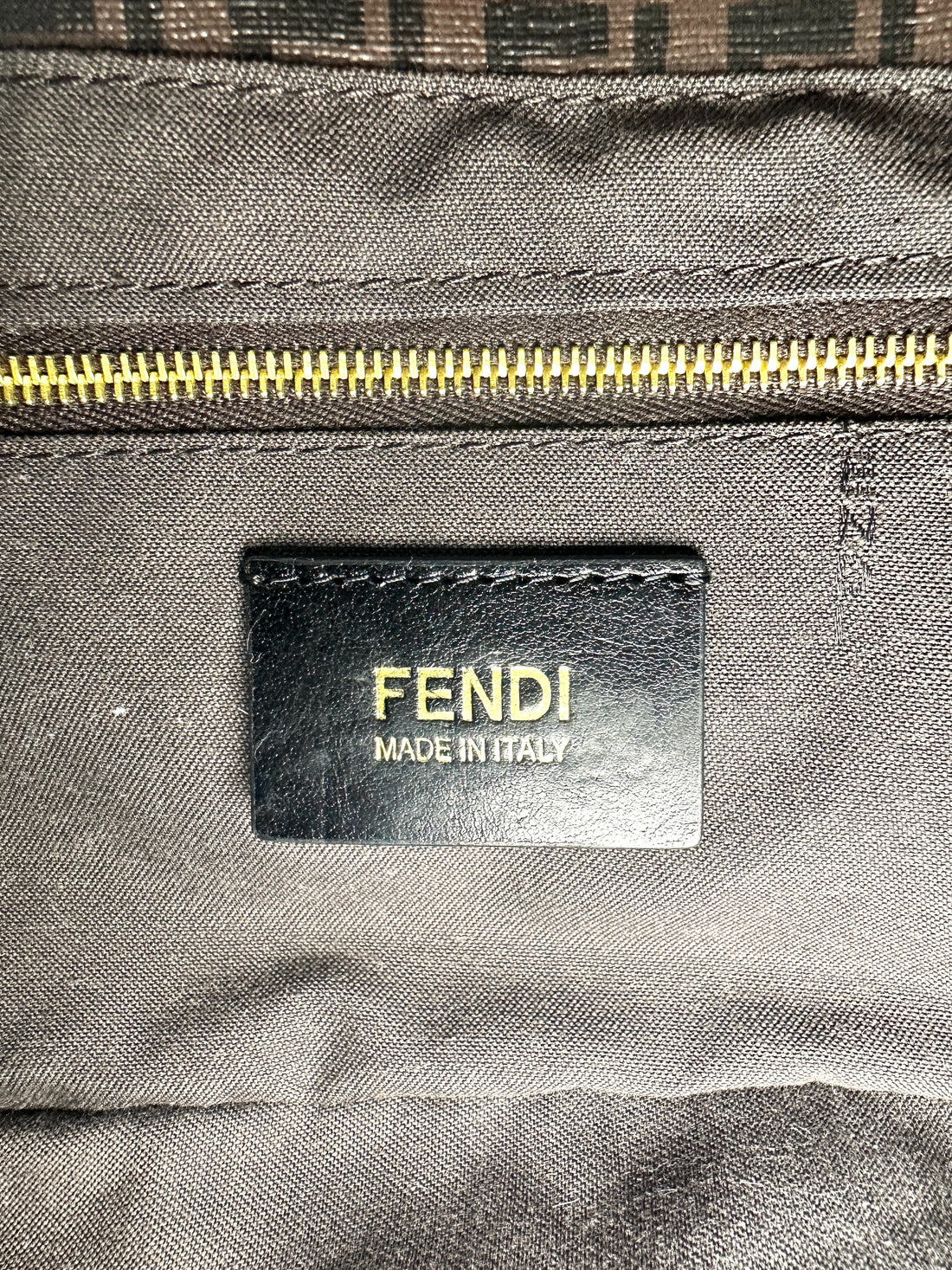 Fendi Baguette Brwon FF Zucchino Monogram Canvas Shoulder Bag FF86