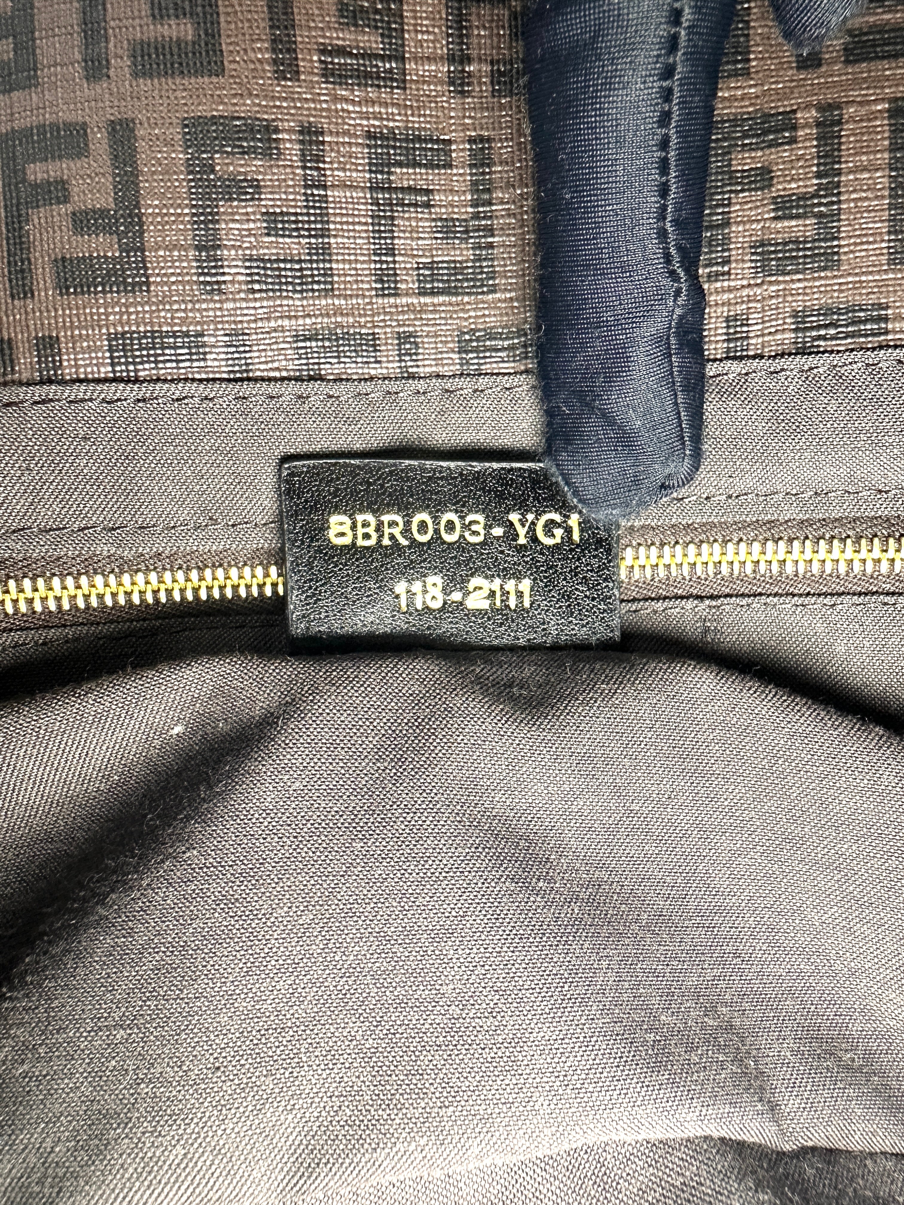 Fendi Baguette Brwon FF Zucchino Monogram Canvas Shoulder Bag FF86