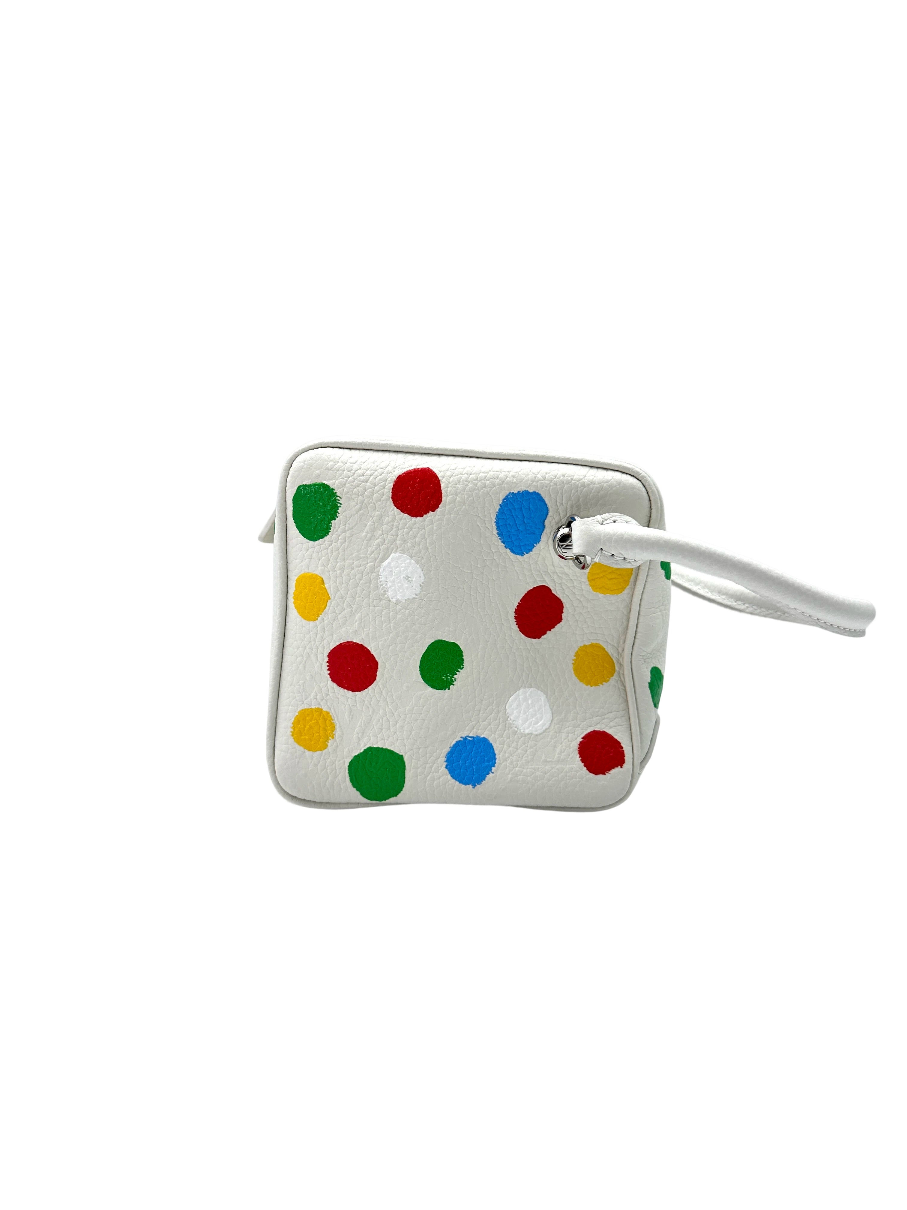 Louis Vuitton x Yayoi Kusama White Painted Dots Leather Square Handle Bag LV2145