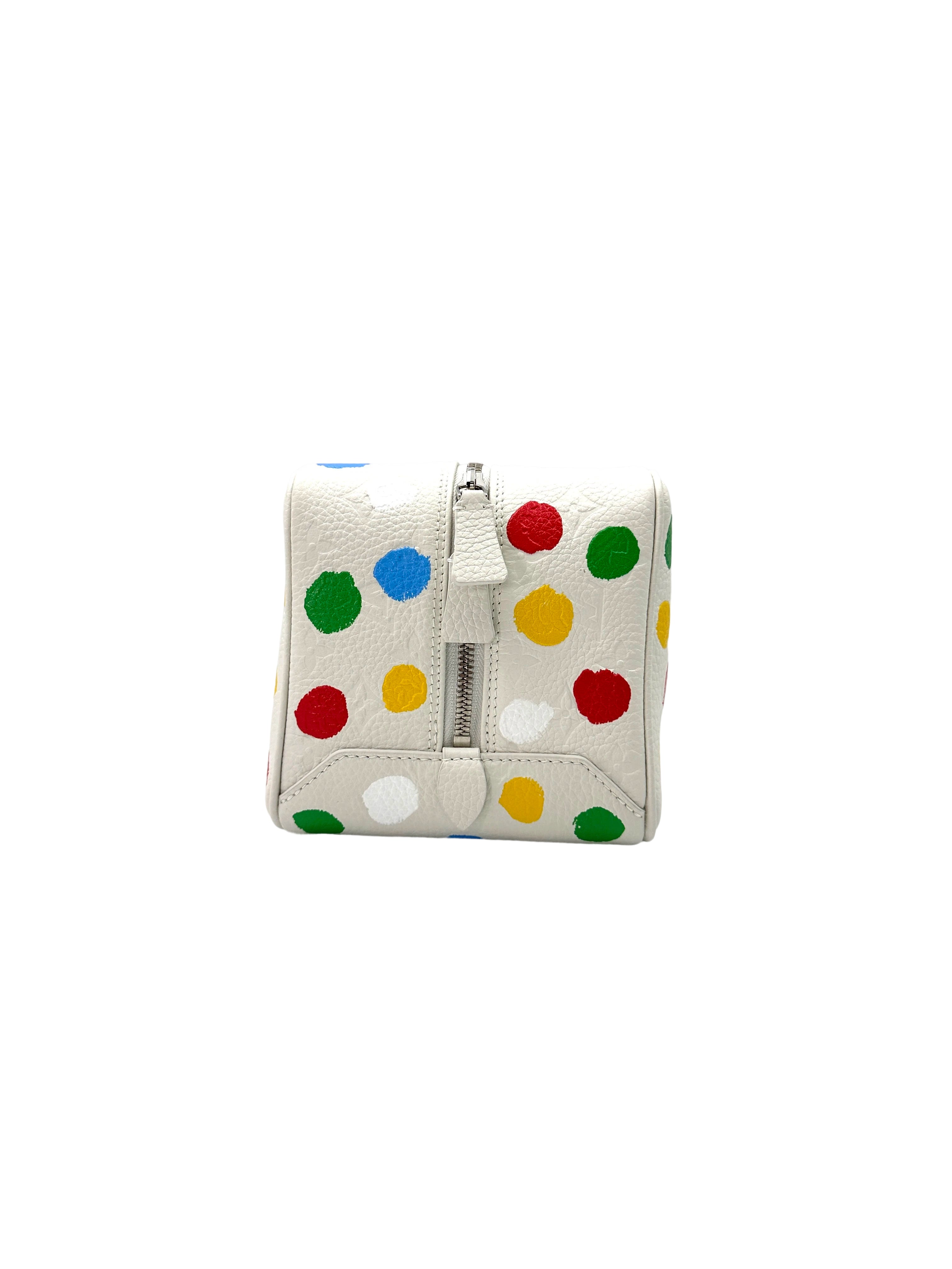 Louis Vuitton x Yayoi Kusama White Painted Dots Leather Square Handle Bag LV2145
