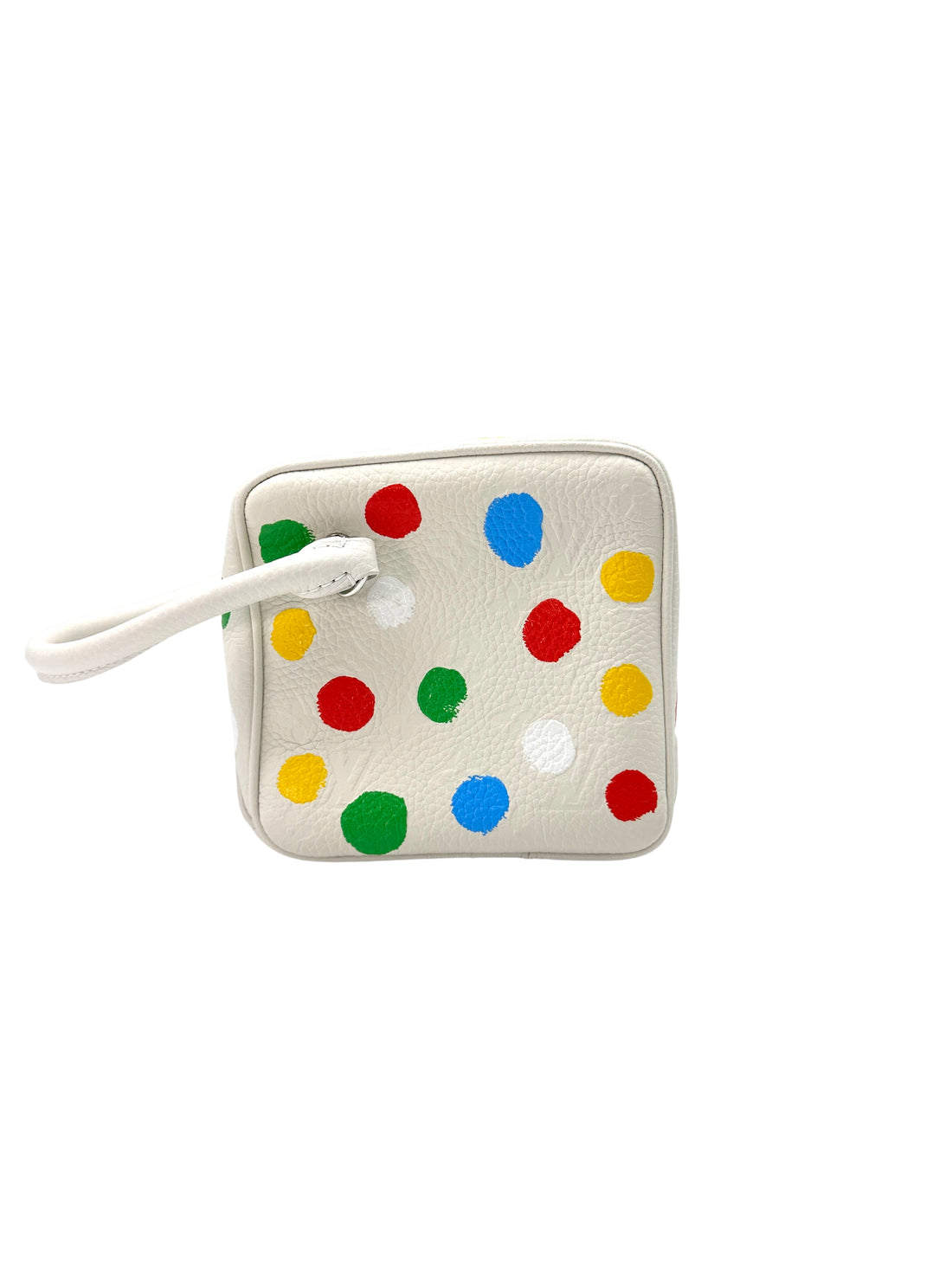 Louis Vuitton x Yayoi Kusama White Painted Dots Leather Square Handle Bag LV2145
