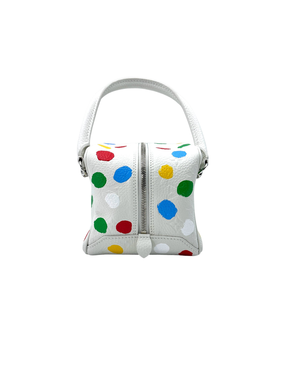 Louis Vuitton x Yayoi Kusama White Painted Dots Leather Square Handle Bag LV2145