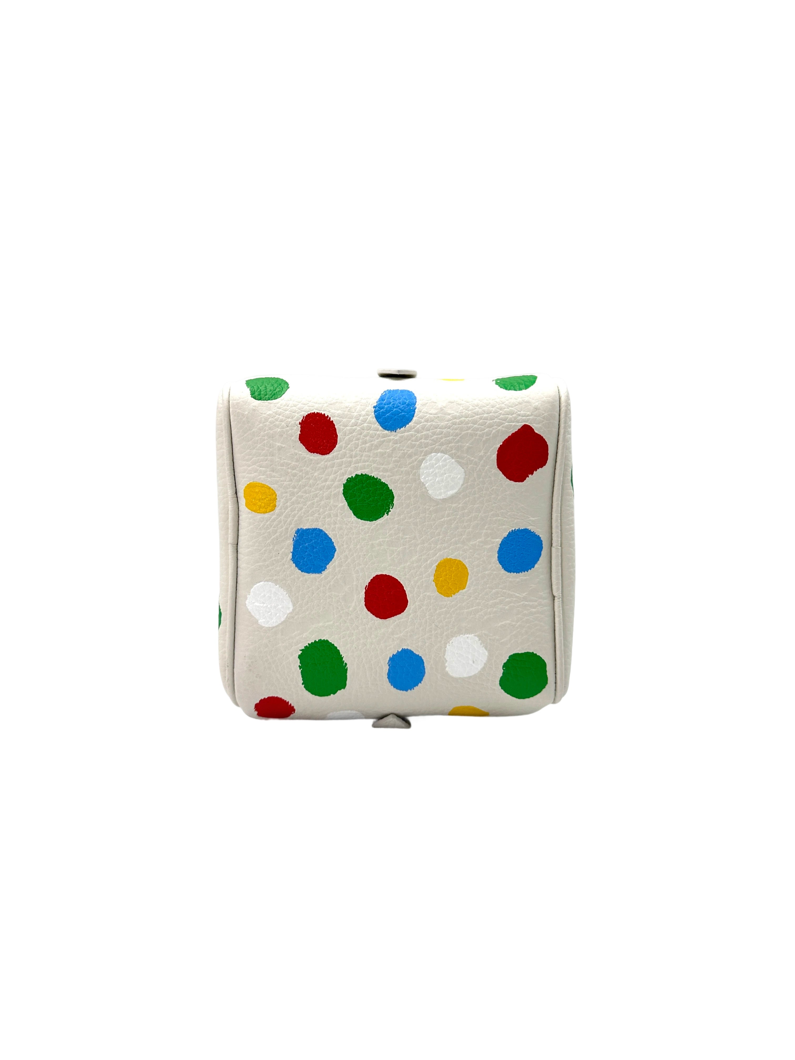 Louis Vuitton x Yayoi Kusama White Painted Dots Leather Square Handle Bag LV2145