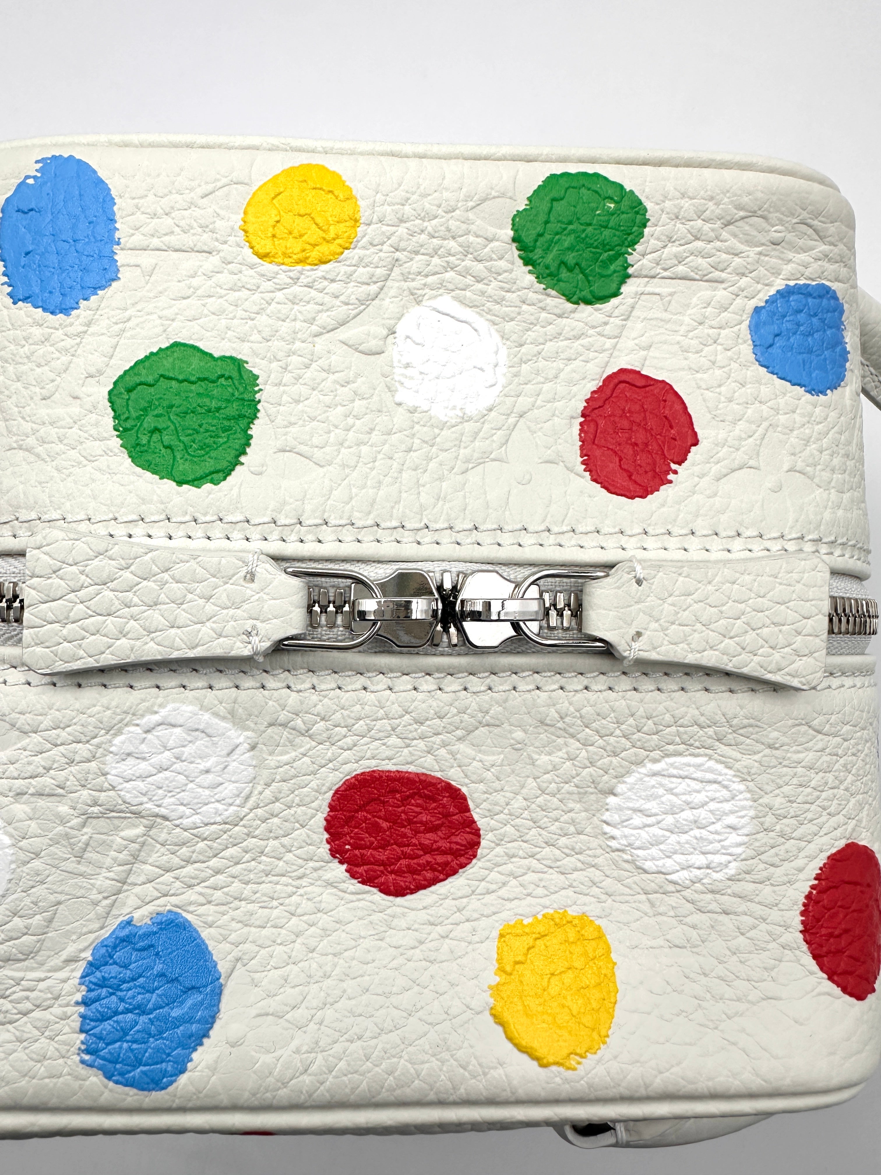 Louis Vuitton x Yayoi Kusama White Painted Dots Leather Square Handle Bag LV2145