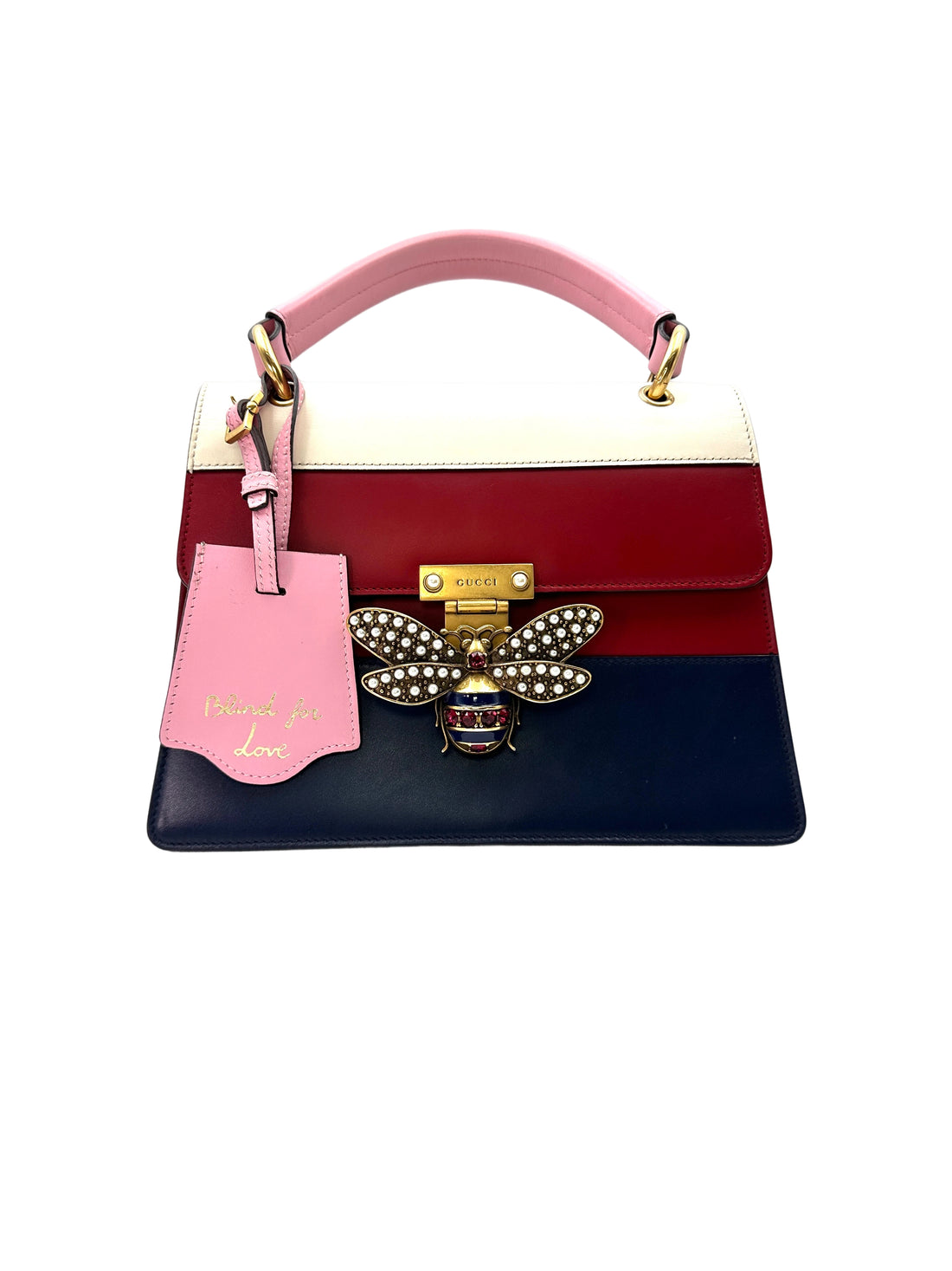 Gucci Queen Margaret Bee Multicolor Leather Top Handle Bag GG761