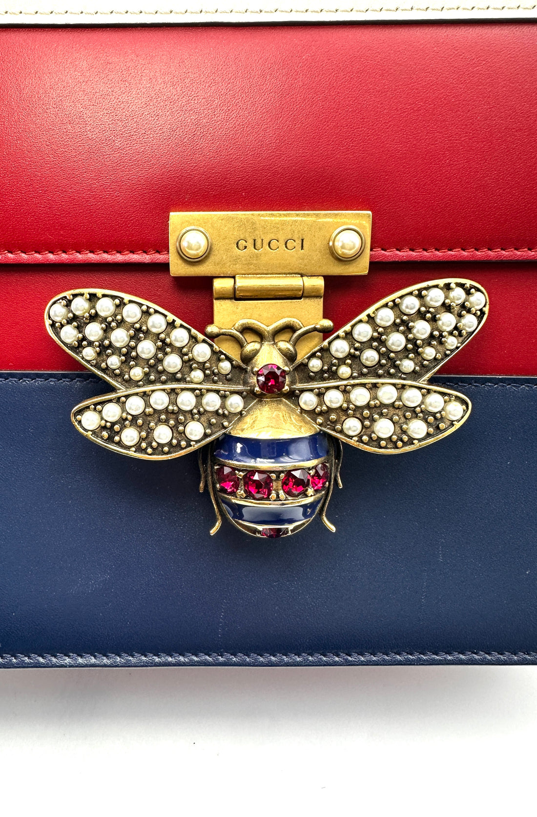 Gucci Queen Margaret Bee Multicolor Leather Top Handle Bag GG761