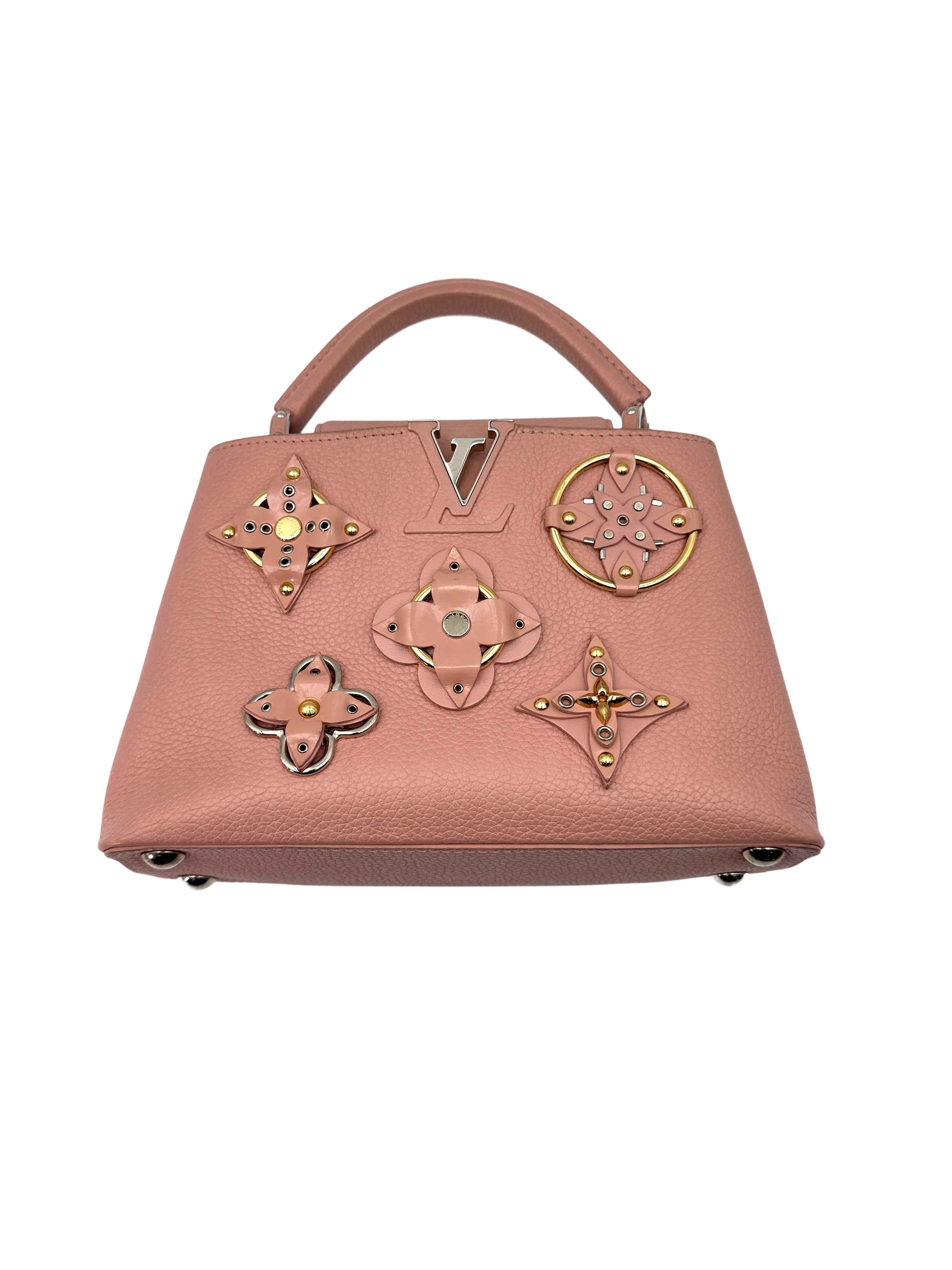 Louis Vuitton Capucines BB Mechanical Flowers Pink Leather Top Handle Bag LV2146