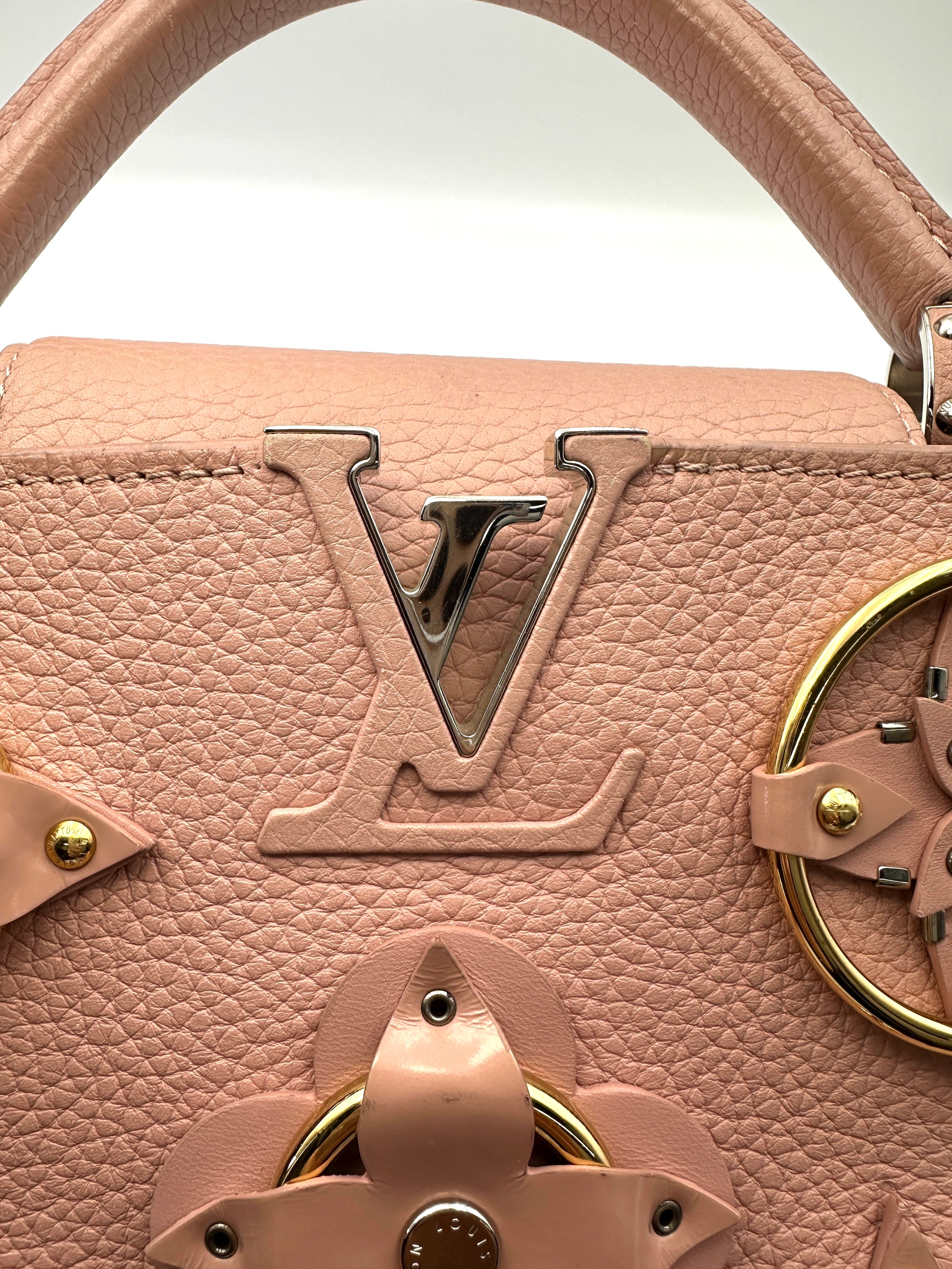 Louis Vuitton Capucines BB Mechanical Flowers Pink Leather Top Handle Bag LV2146