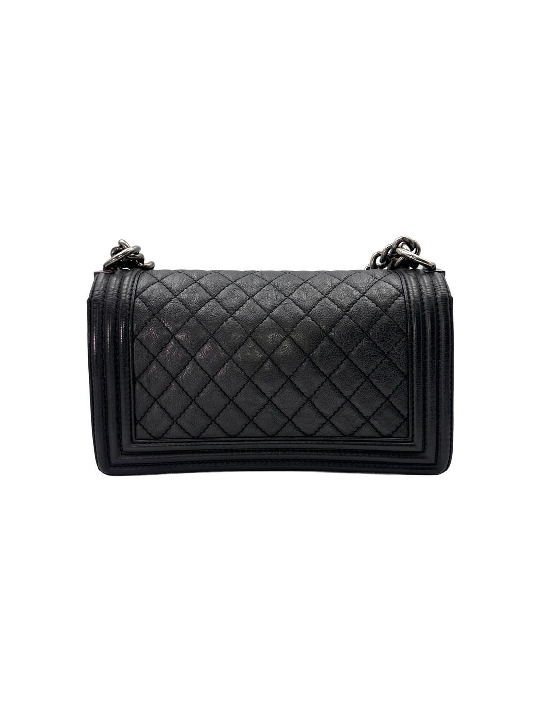 Chanel LeBoy Black Quilted Calfskin Medium Size Flap Bag With Silver Buckle(18***19) CC1544