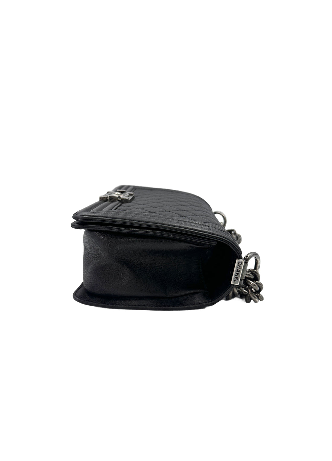 Chanel LeBoy Black Quilted Calfskin Medium Size Flap Bag With Silver Buckle(18***19) CC1544