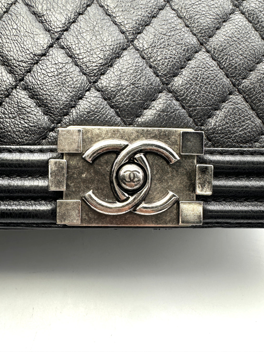 Chanel LeBoy Black Quilted Calfskin Medium Size Flap Bag With Silver Buckle(18***19) CC1544