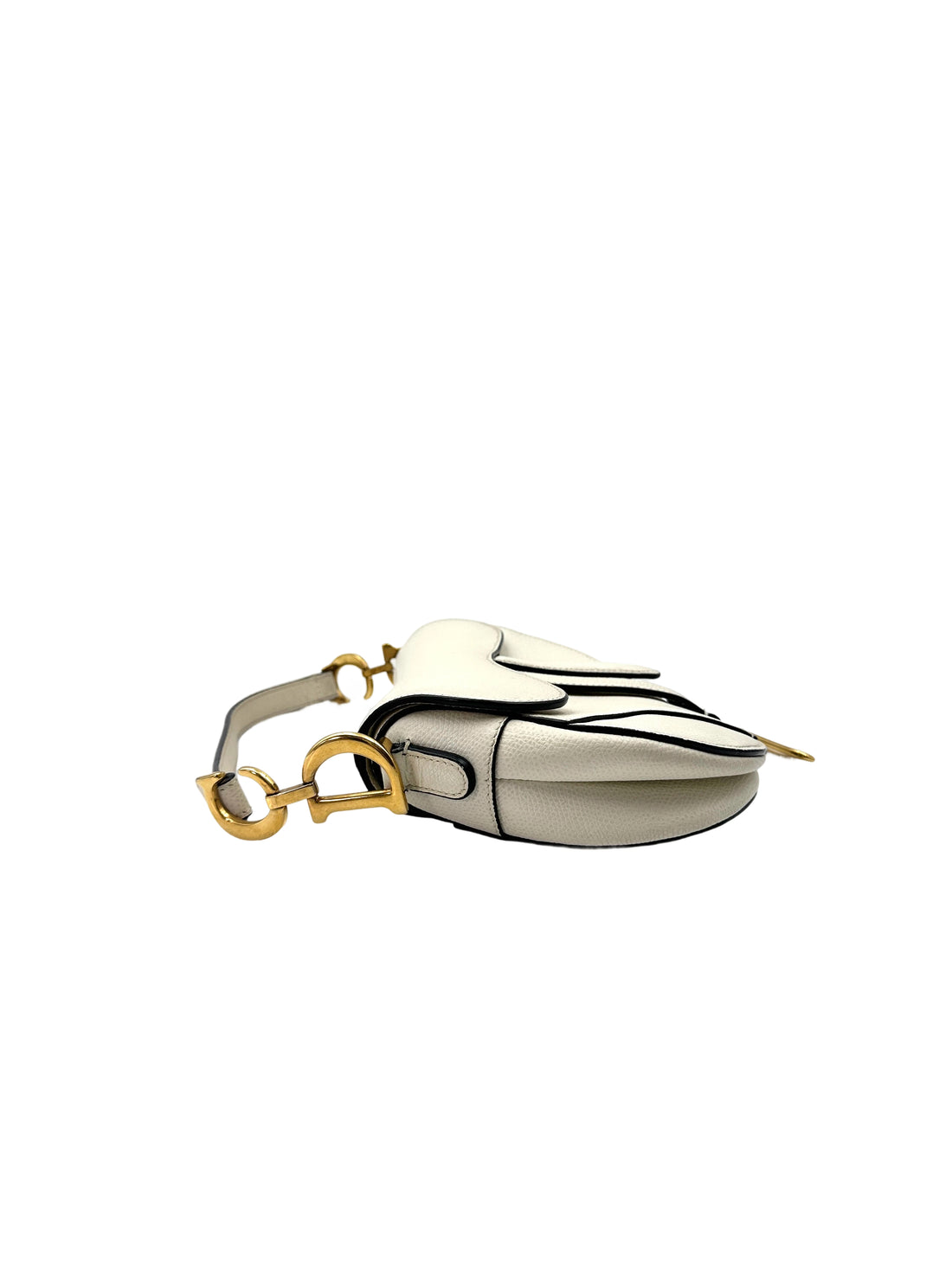 Christian Dior White Leather Small Size Saddle Bag DR557