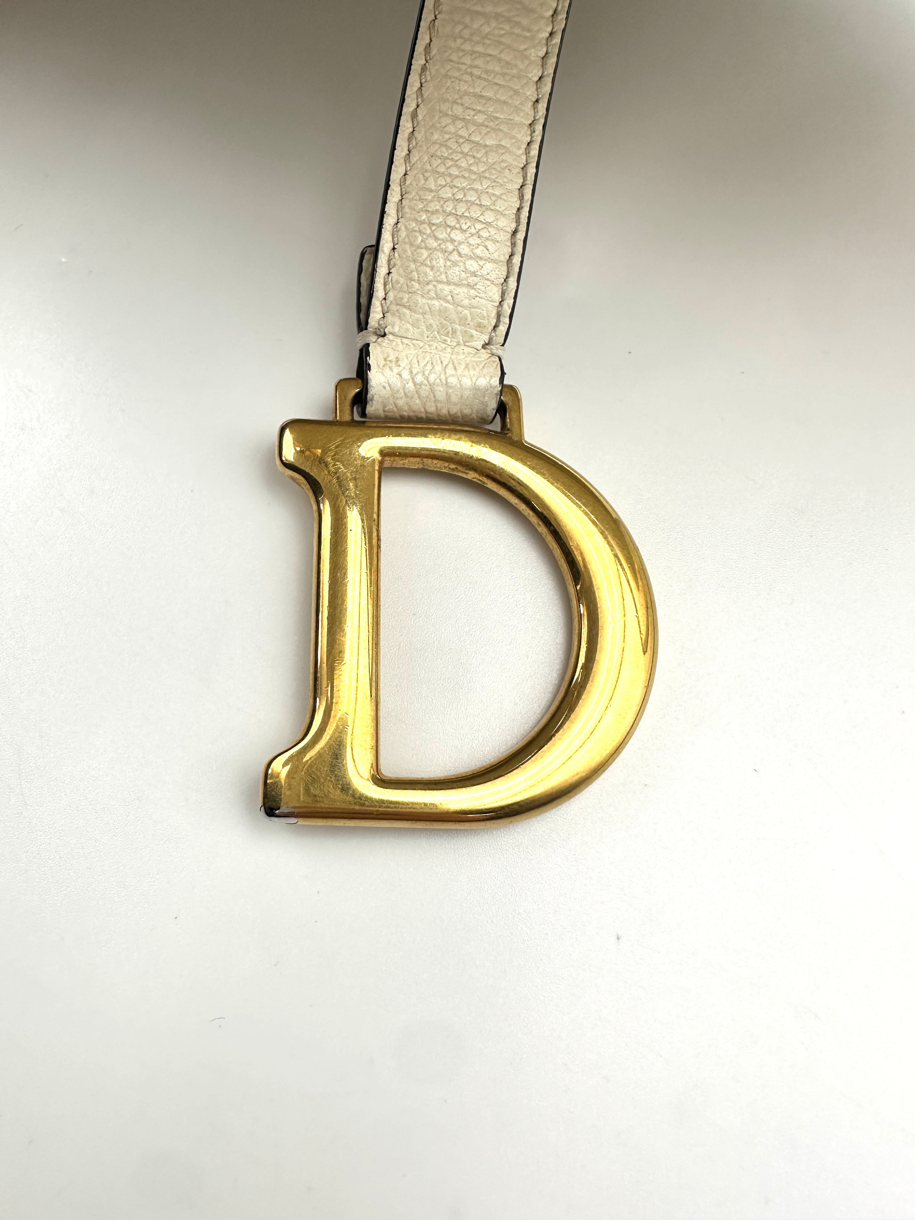 Christian Dior White Leather Small Size Saddle Bag DR557