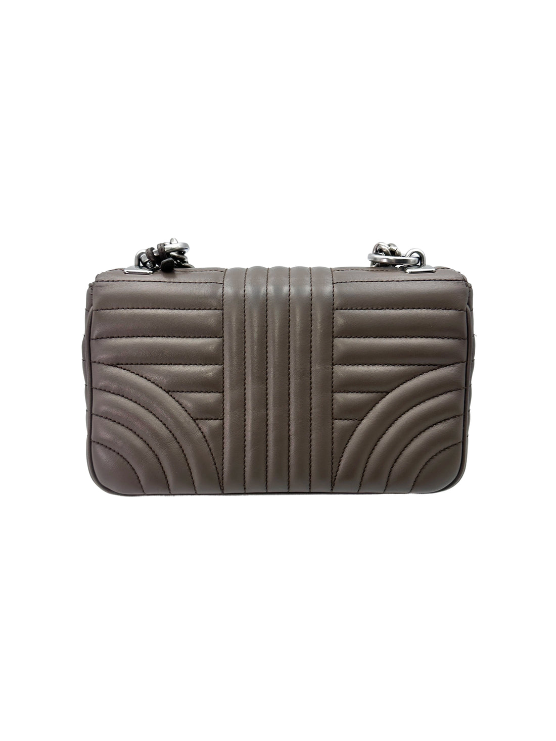 Prada Diagramme Gray Quilted Leather Small Size Flap Bag PR207