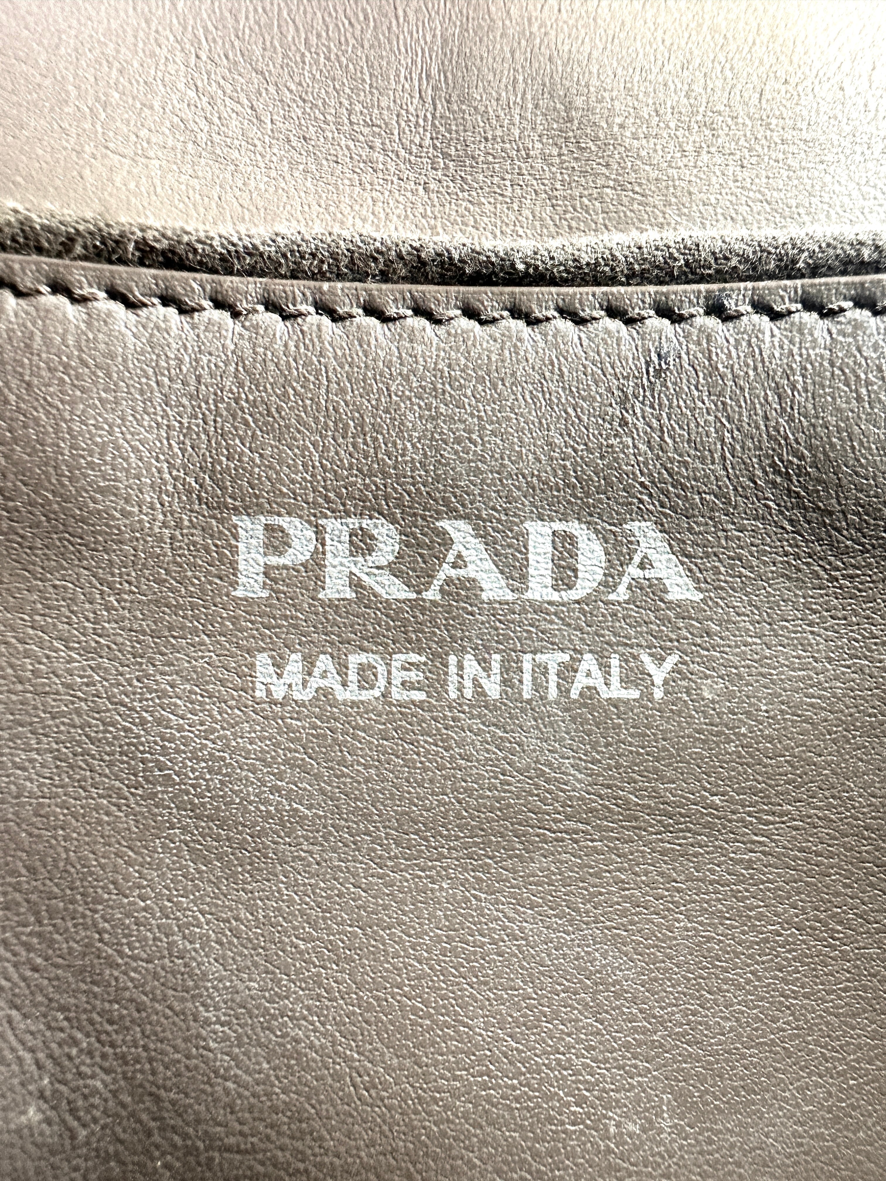 Prada Diagramme Gray Quilted Leather Small Size Flap Bag PR207