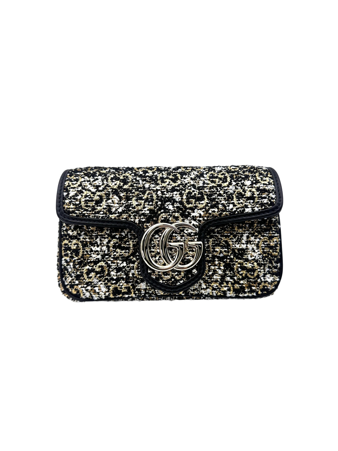 Gucci GG Marmont Black/Gold Tweed Mini Shoulder Bag GG757