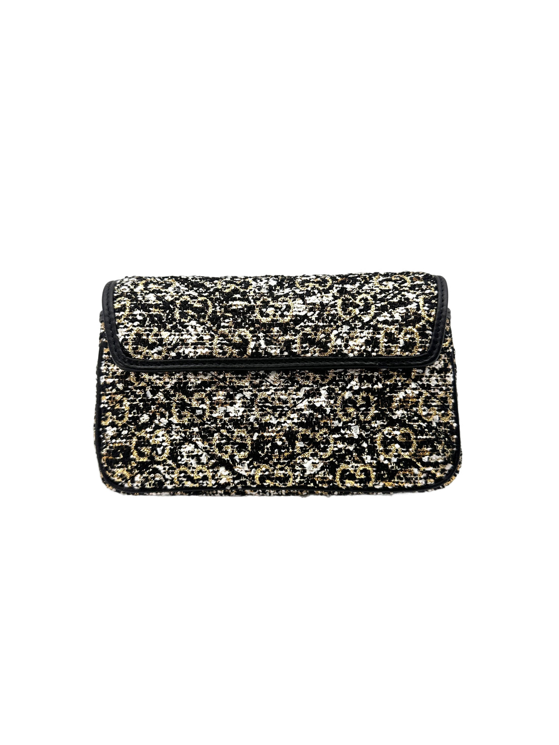 Gucci GG Marmont Black/Gold Tweed Mini Shoulder Bag GG757