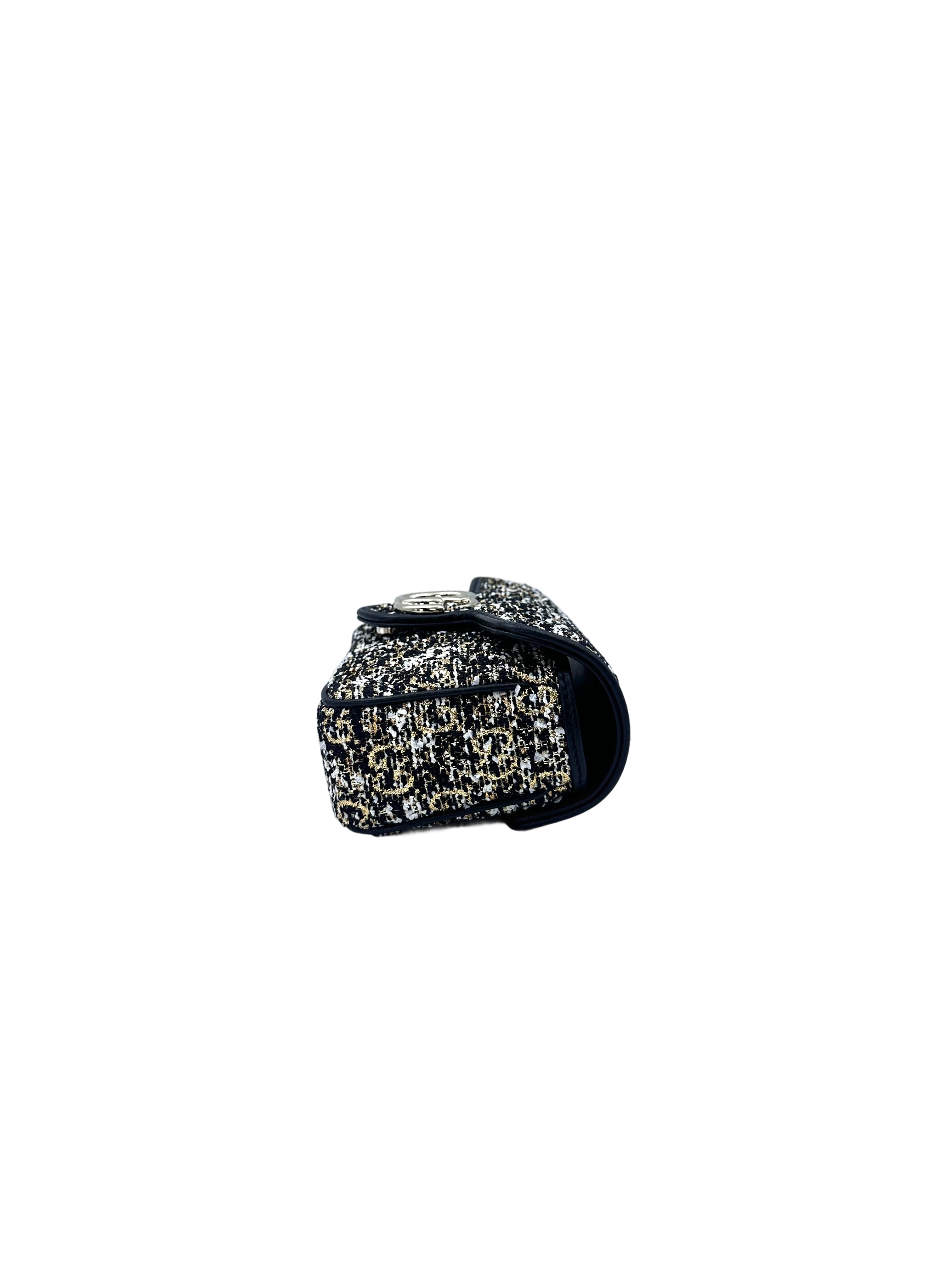 Gucci GG Marmont Black/Gold Tweed Mini Shoulder Bag GG757