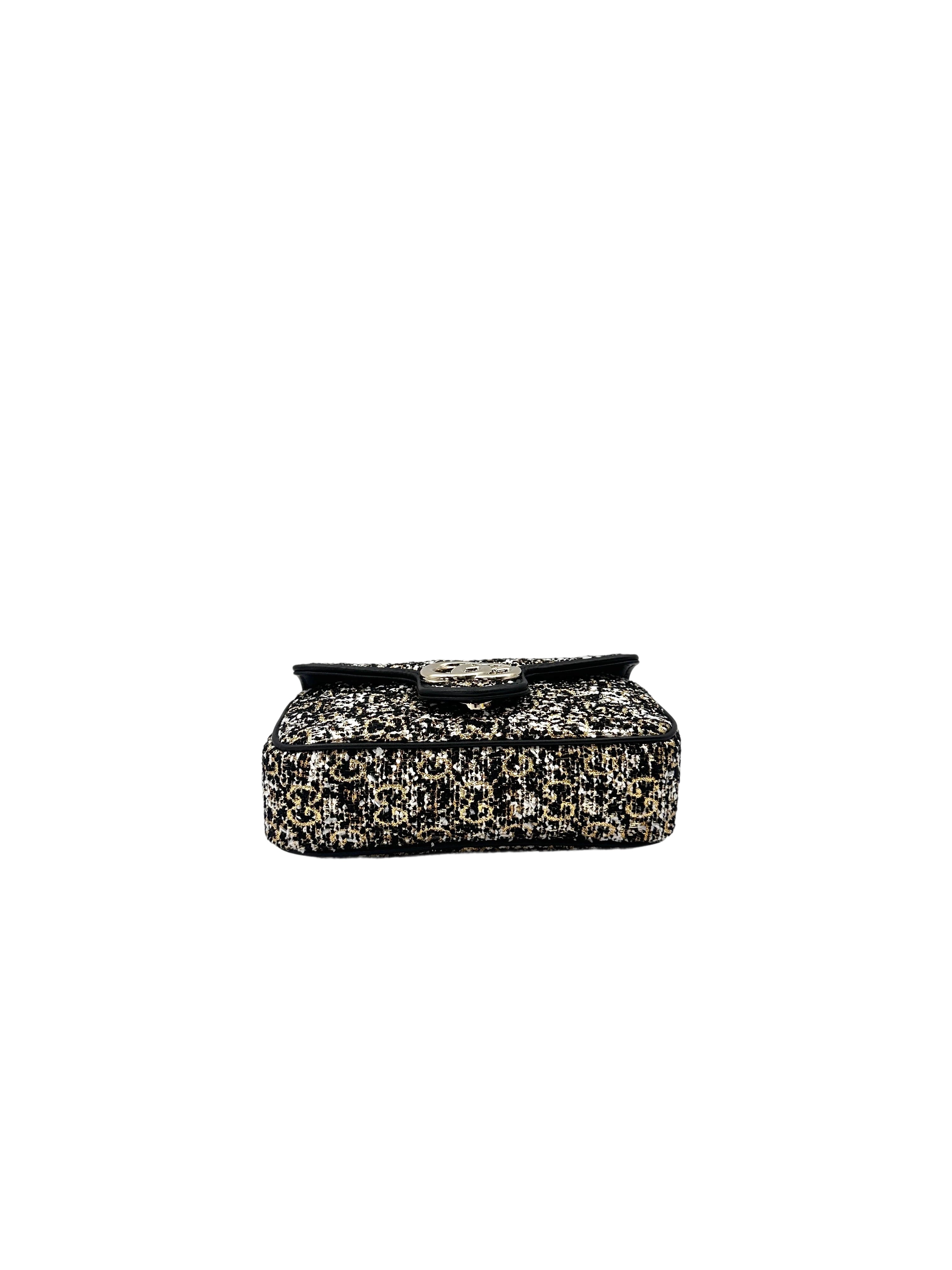 Gucci GG Marmont Black/Gold Tweed Mini Shoulder Bag GG757
