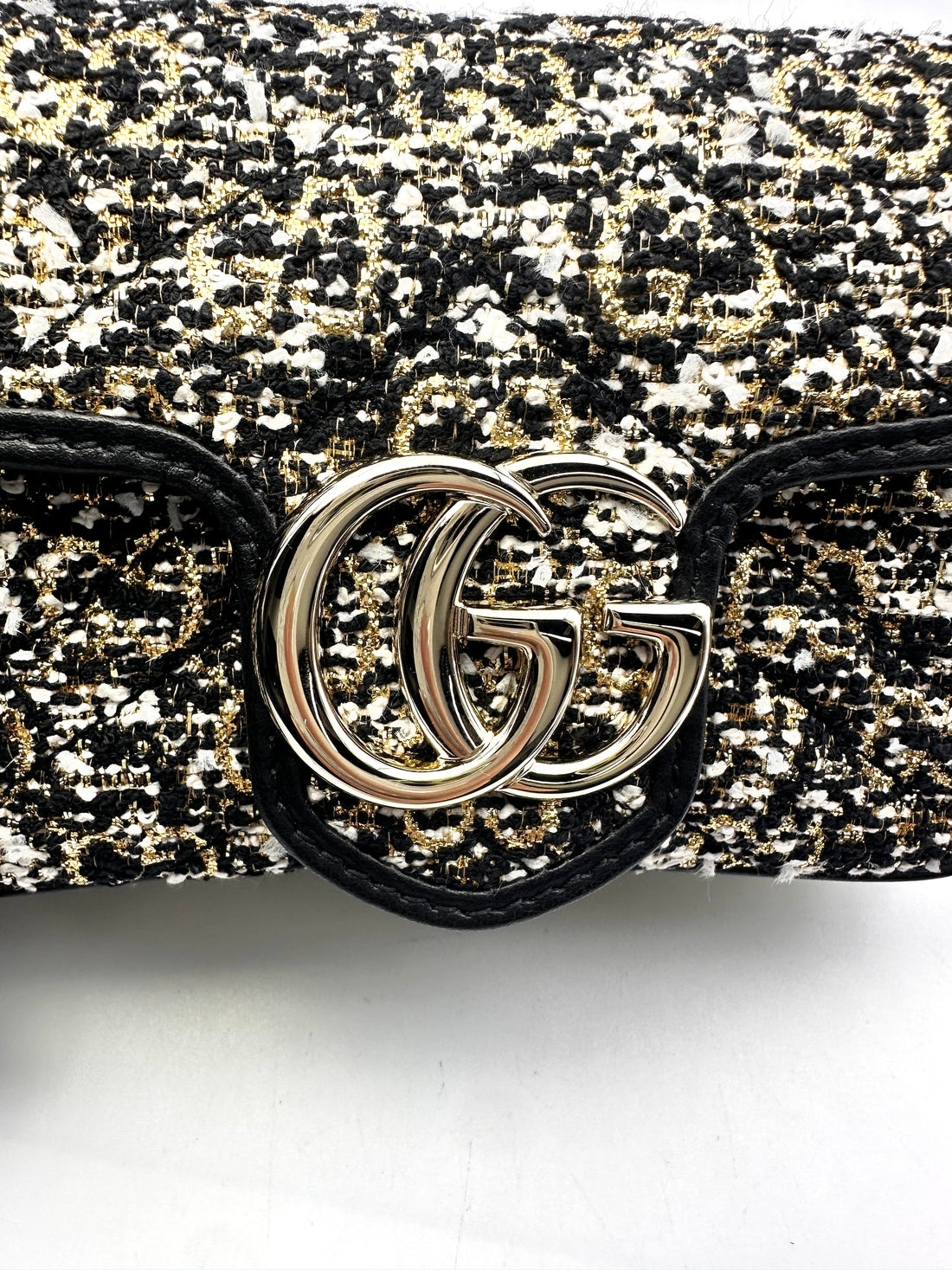 Gucci GG Marmont Black/Gold Tweed Mini Shoulder Bag GG757
