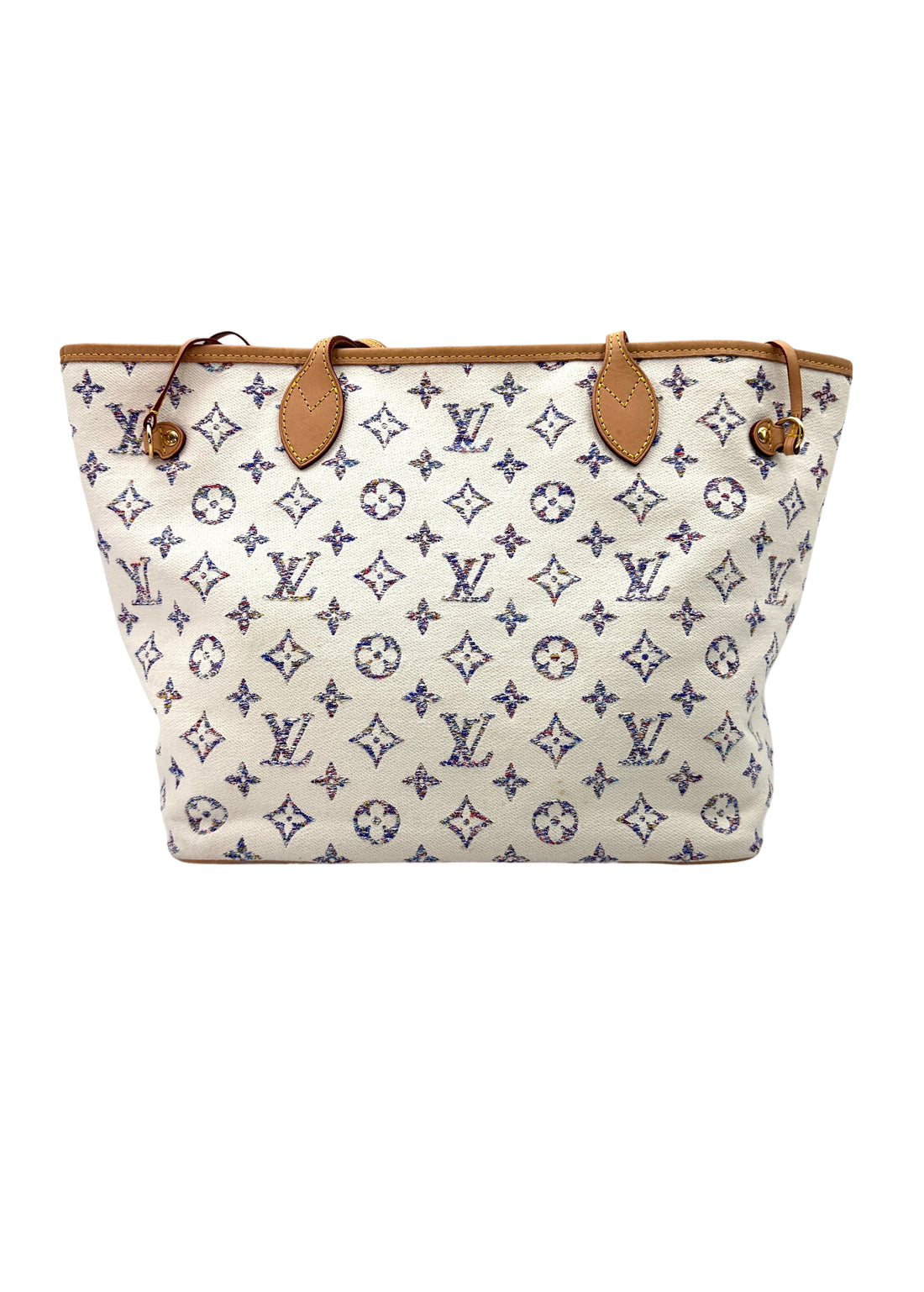 Louis Vuitton Nautical Neverfull MM White/Blue Monogram Jacquard Handle Bag With Pouch LV2154
