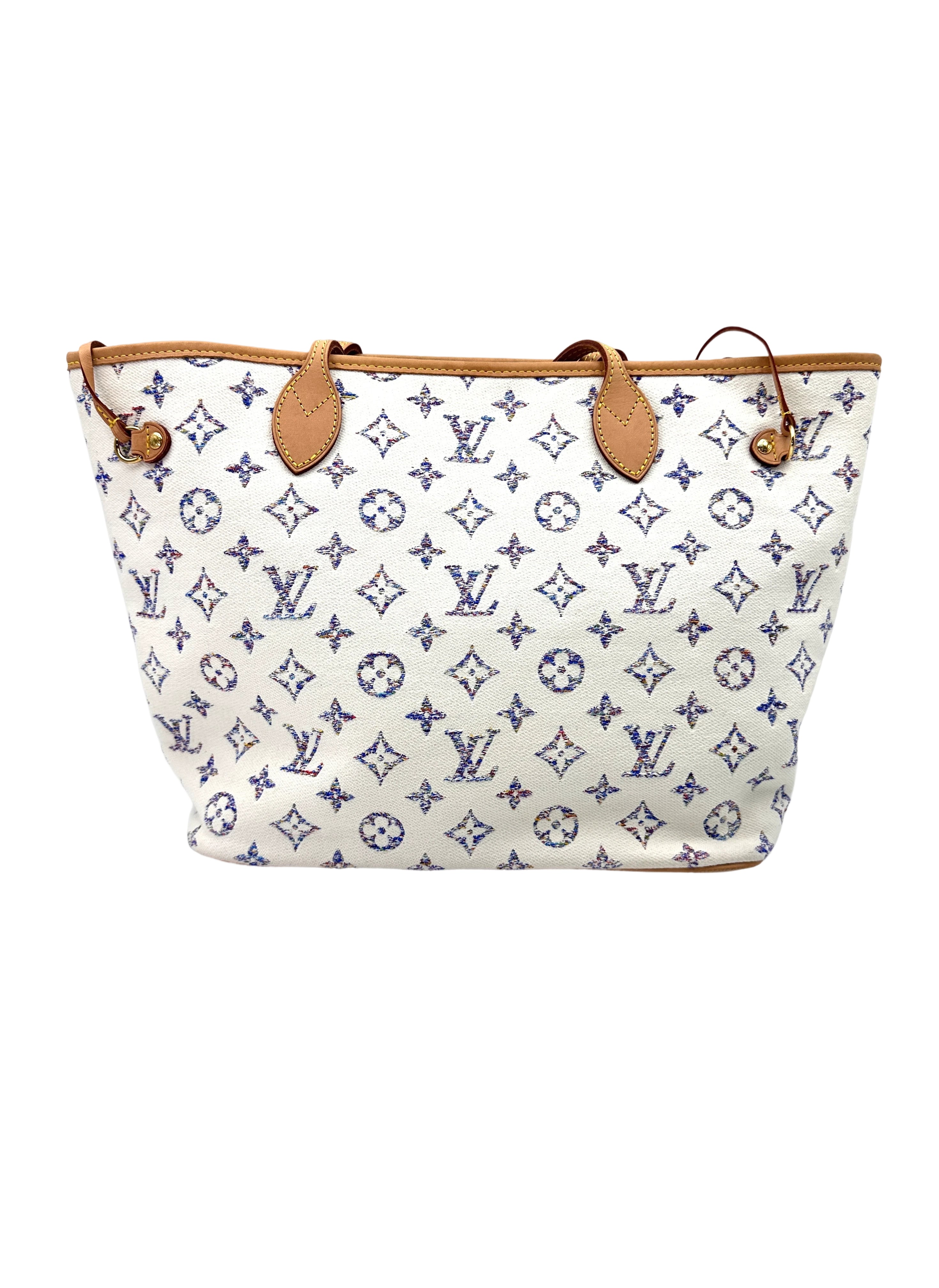 Louis Vuitton Nautical Neverfull MM White/Blue Monogram Jacquard Handle Bag With Pouch LV2154