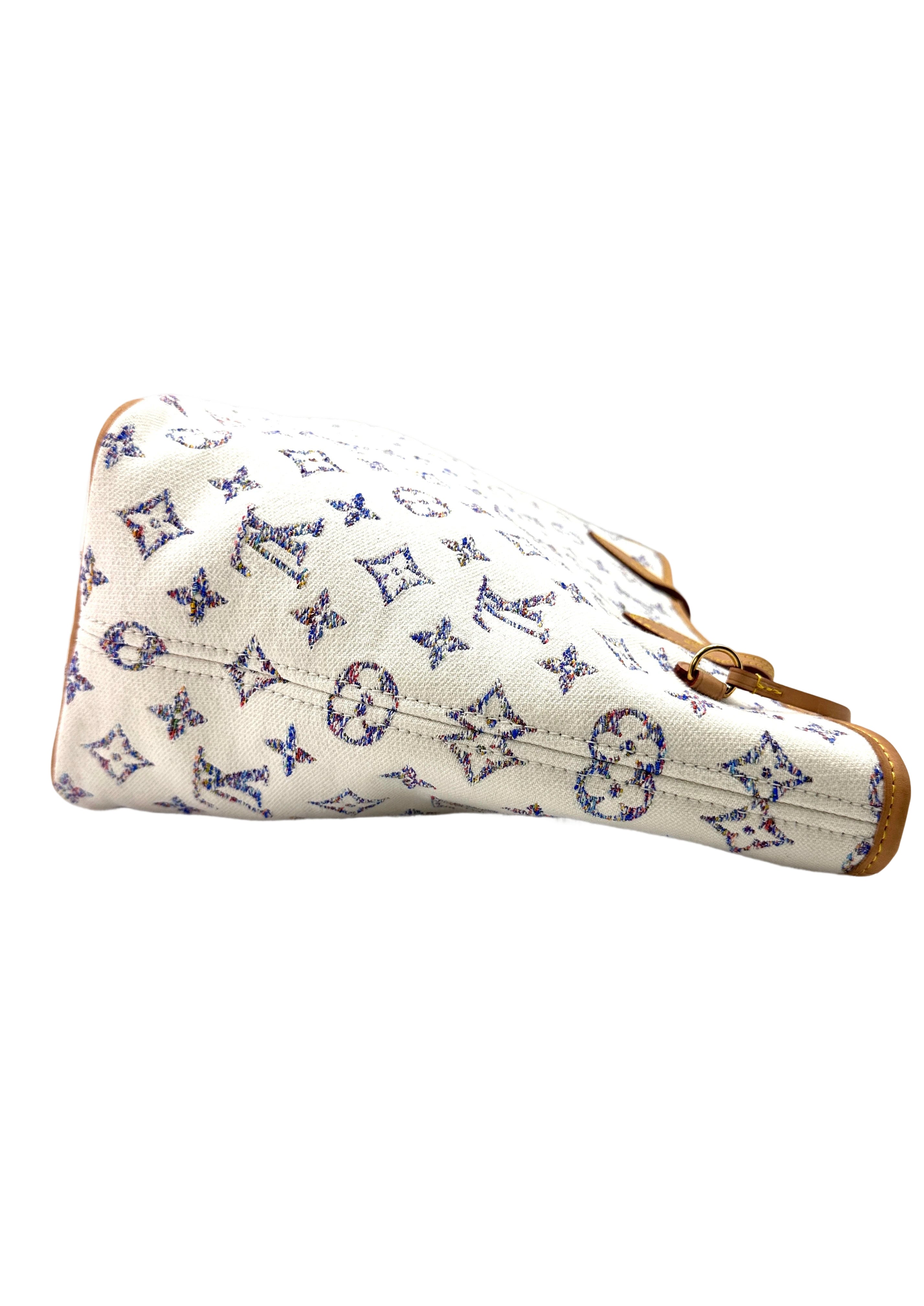 Louis Vuitton Nautical Neverfull MM White/Blue Monogram Jacquard Handle Bag With Pouch LV2154