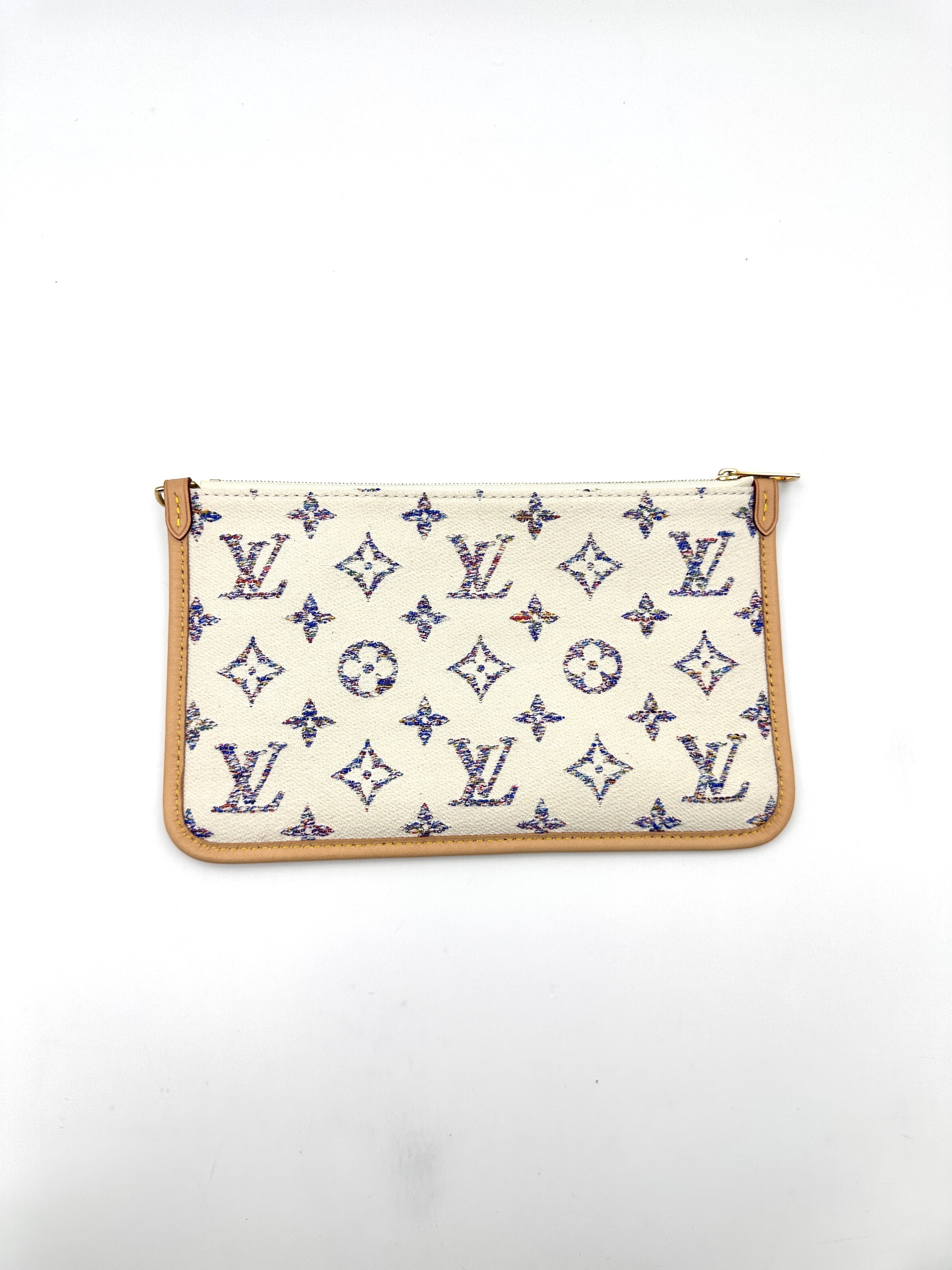 Louis Vuitton Nautical Neverfull MM White/Blue Monogram Jacquard Handle Bag With Pouch LV2154