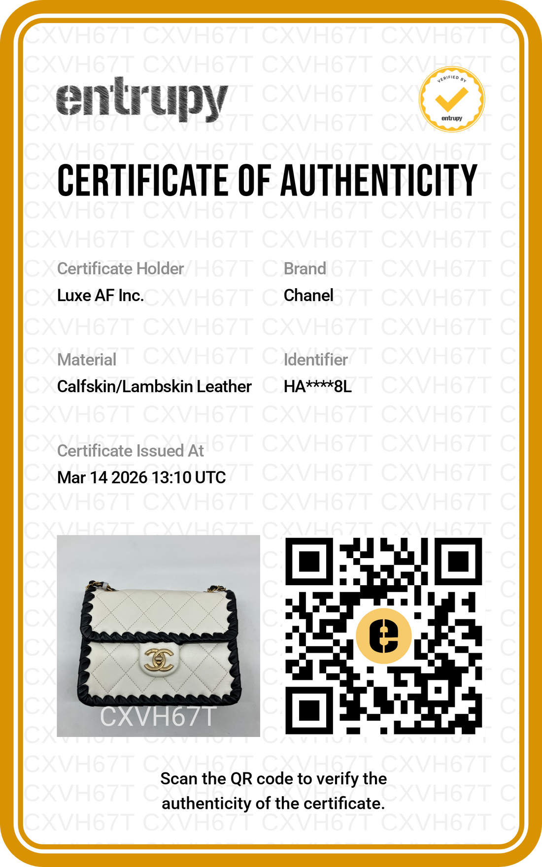Chanel 22C White Quilted Leather Flap Bag With Black Braided(HA***8L) IRIS075