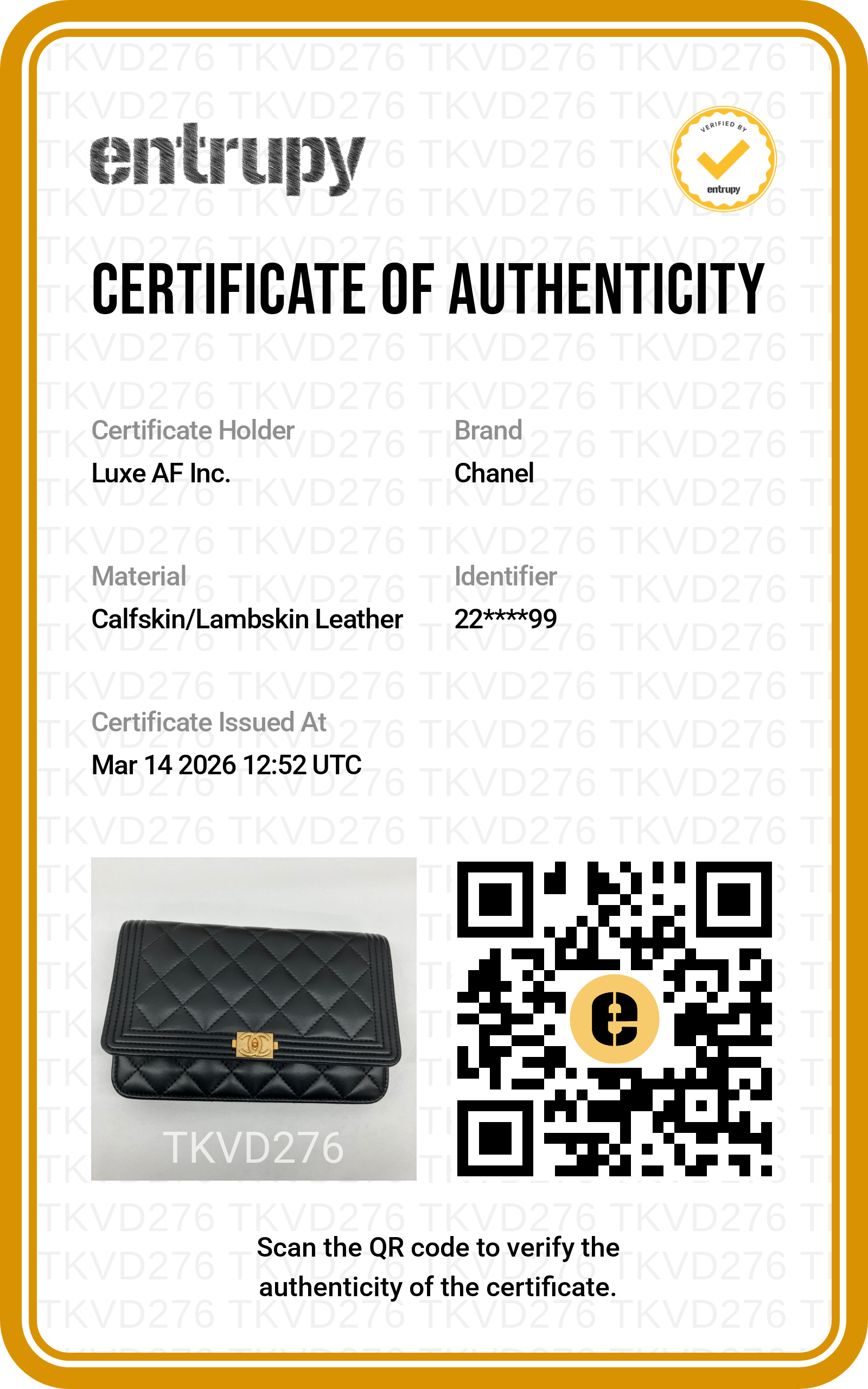 Chanel LeBoy Black Quilted Lambskin Wallet On Chain With Gold Buckle(22***99) CC1552