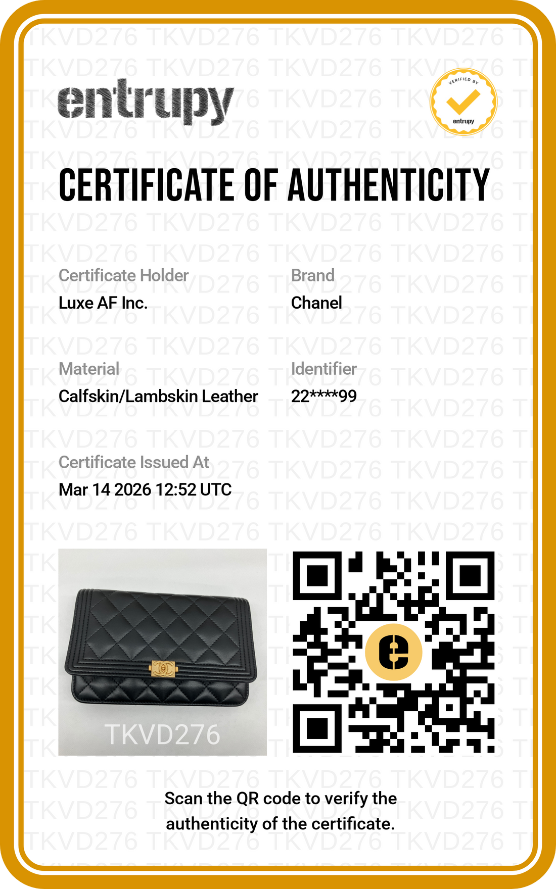 Chanel LeBoy Black Quilted Lambskin Wallet On Chain With Gold Buckle(22***99) CC1552