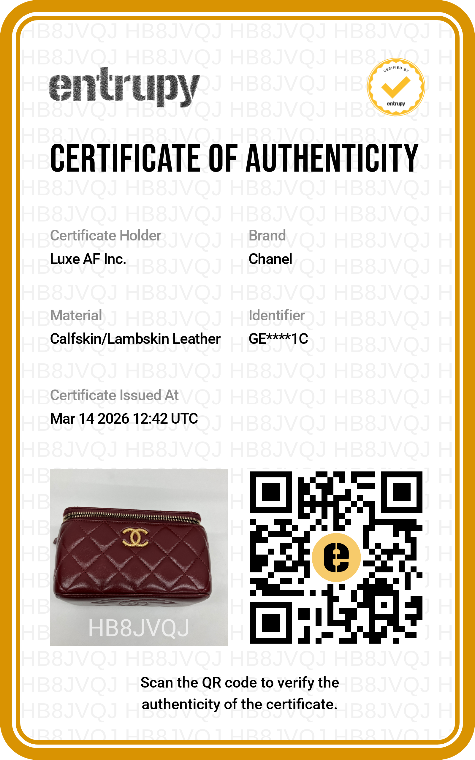 Chanel 23B Red Quilted Lambskin Vanity Case With Gold Hardware(GE***1C) CC1554
