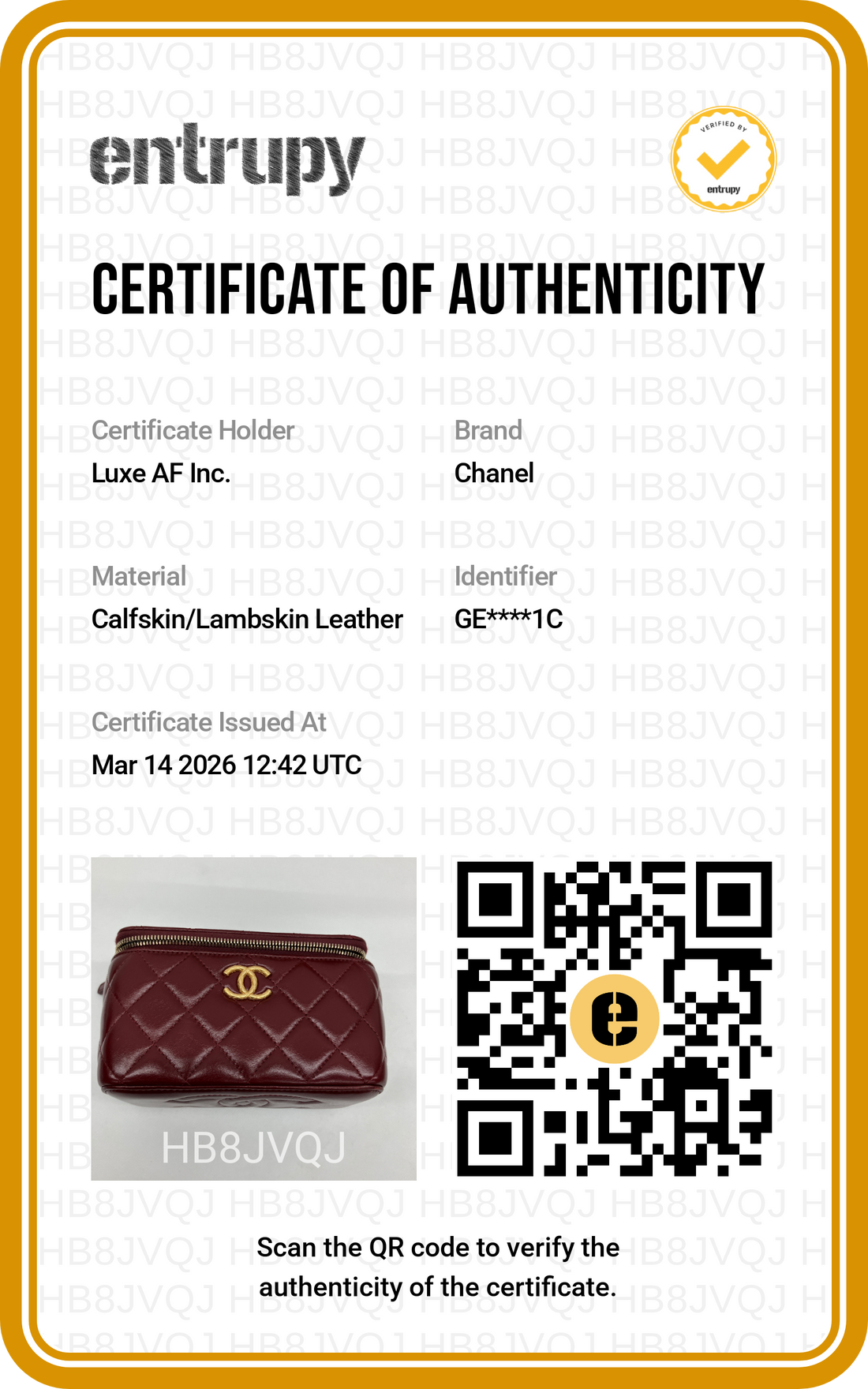 Chanel 23B Red Quilted Lambskin Vanity Case With Gold Hardware(GE***1C) CC1554