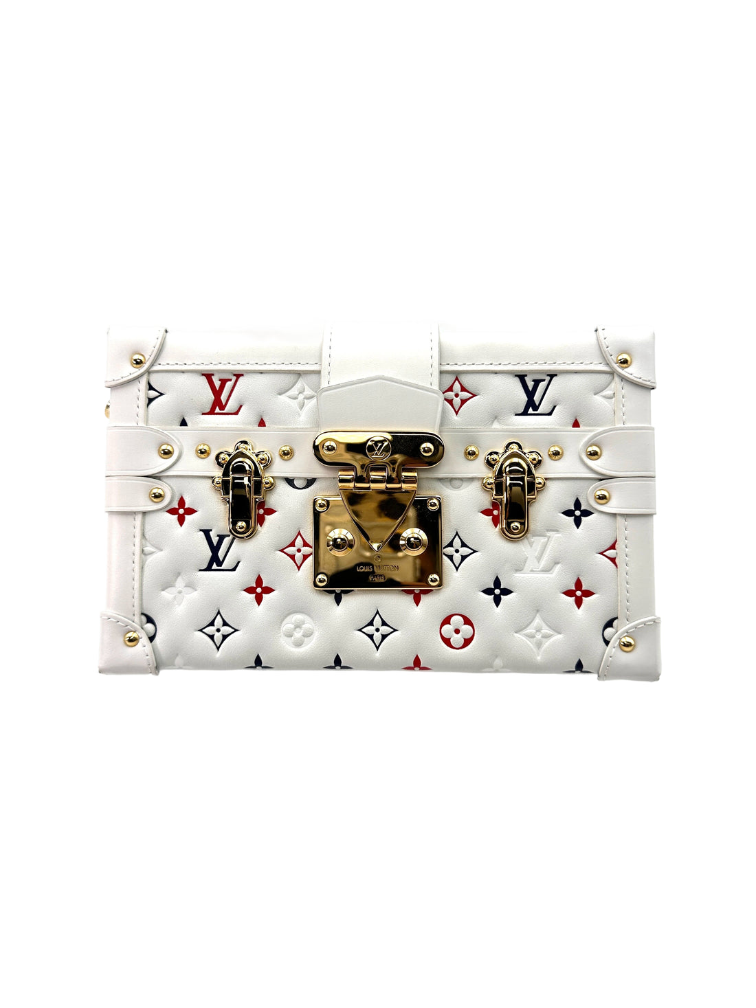 Louis Vuitton x Takashi Murakami Petite Malle Multicolor White Leather Trunk Bag LV2169