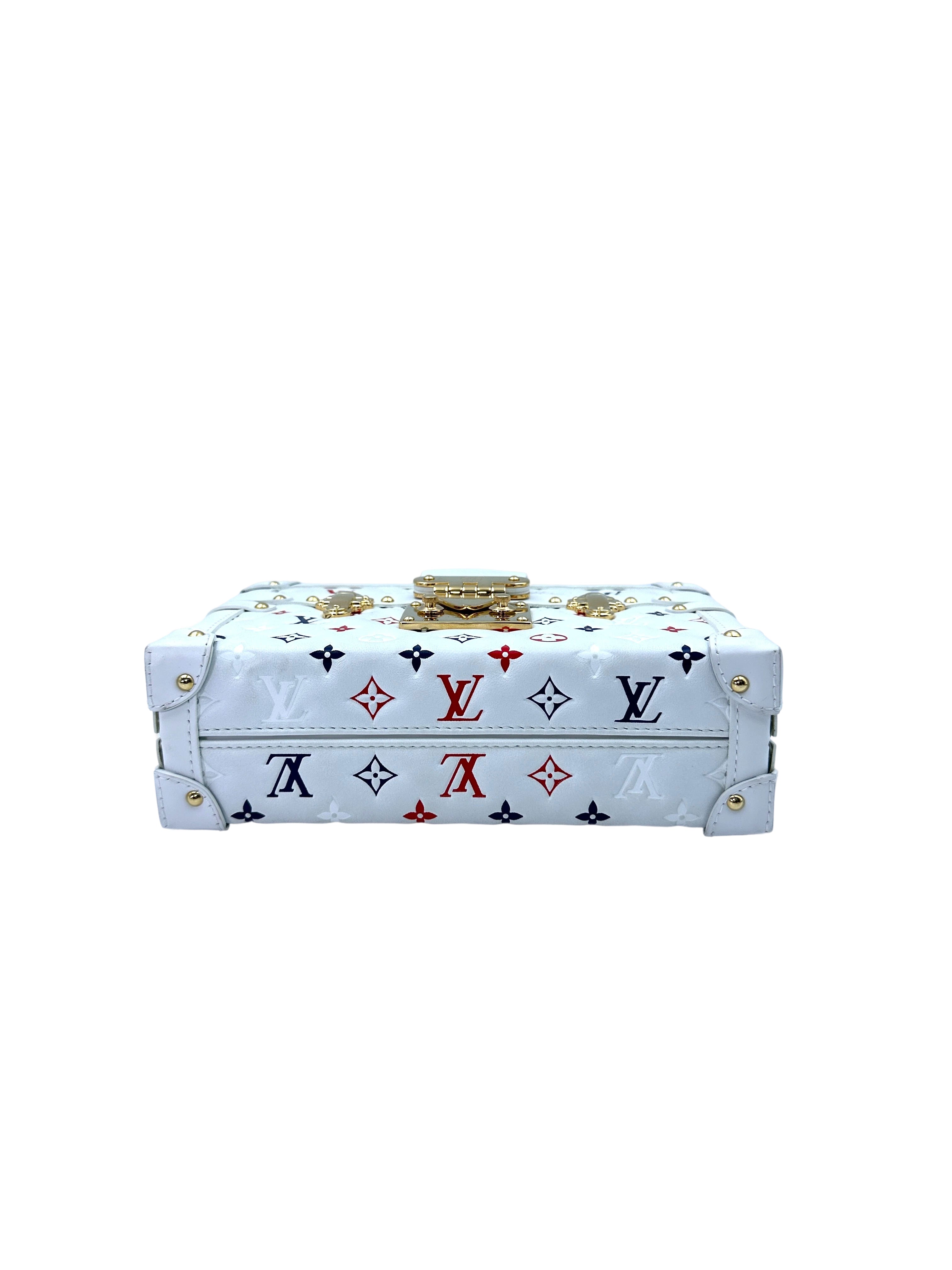Louis Vuitton x Takashi Murakami Petite Malle Multicolor White Leather Trunk Bag LV2169