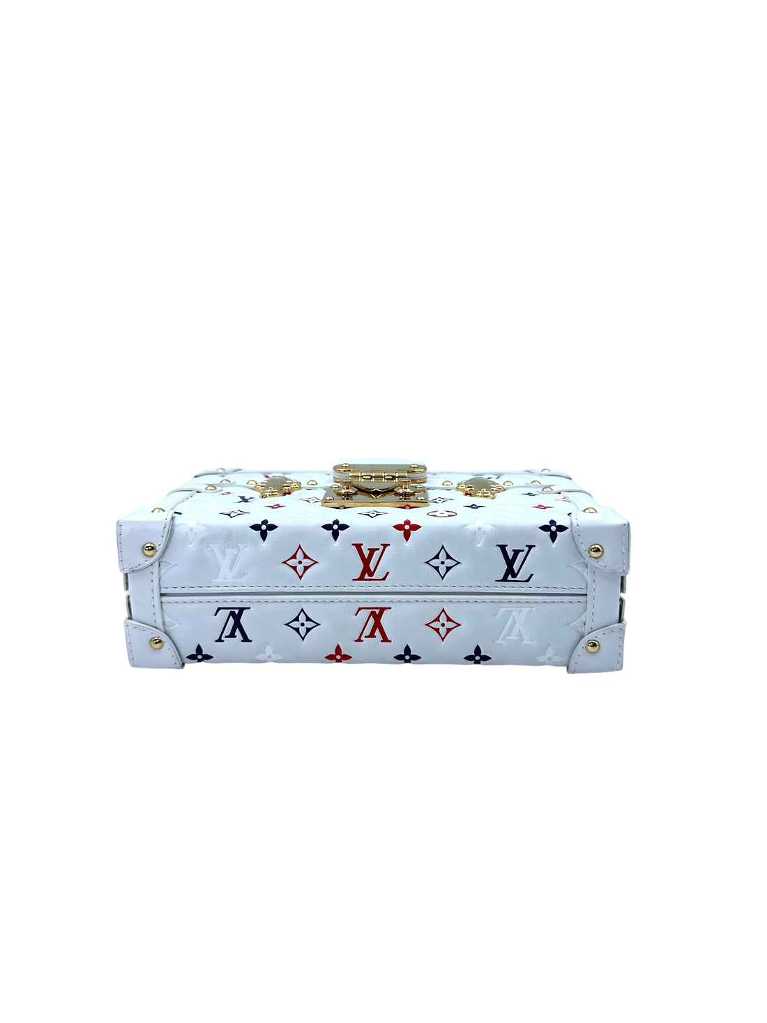Louis Vuitton x Takashi Murakami Petite Malle Multicolor White Leather Trunk Bag LV2169