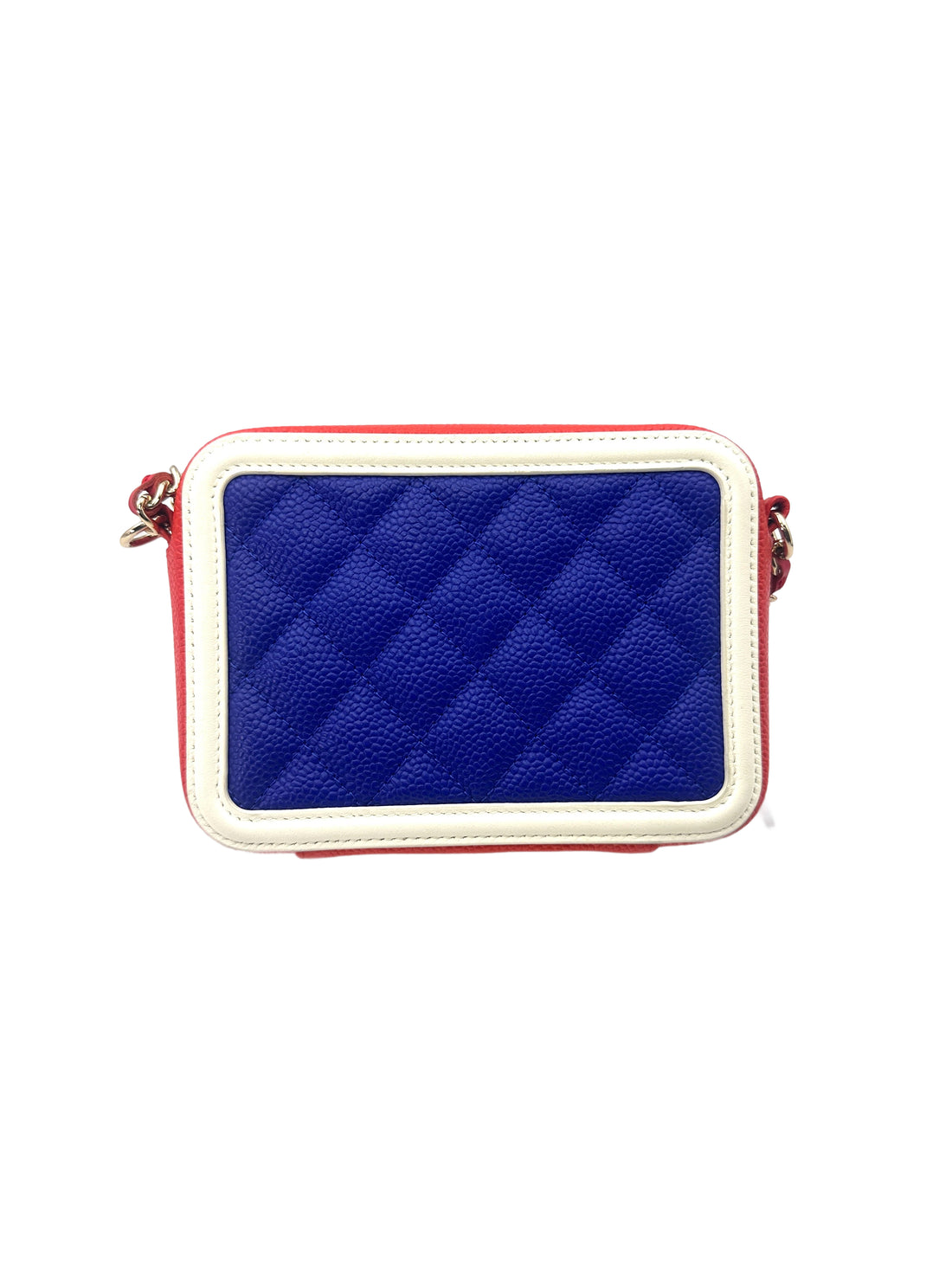 Chanel White/Blue Quilted Leather Small Size Vanity Case(26***36) CC1549