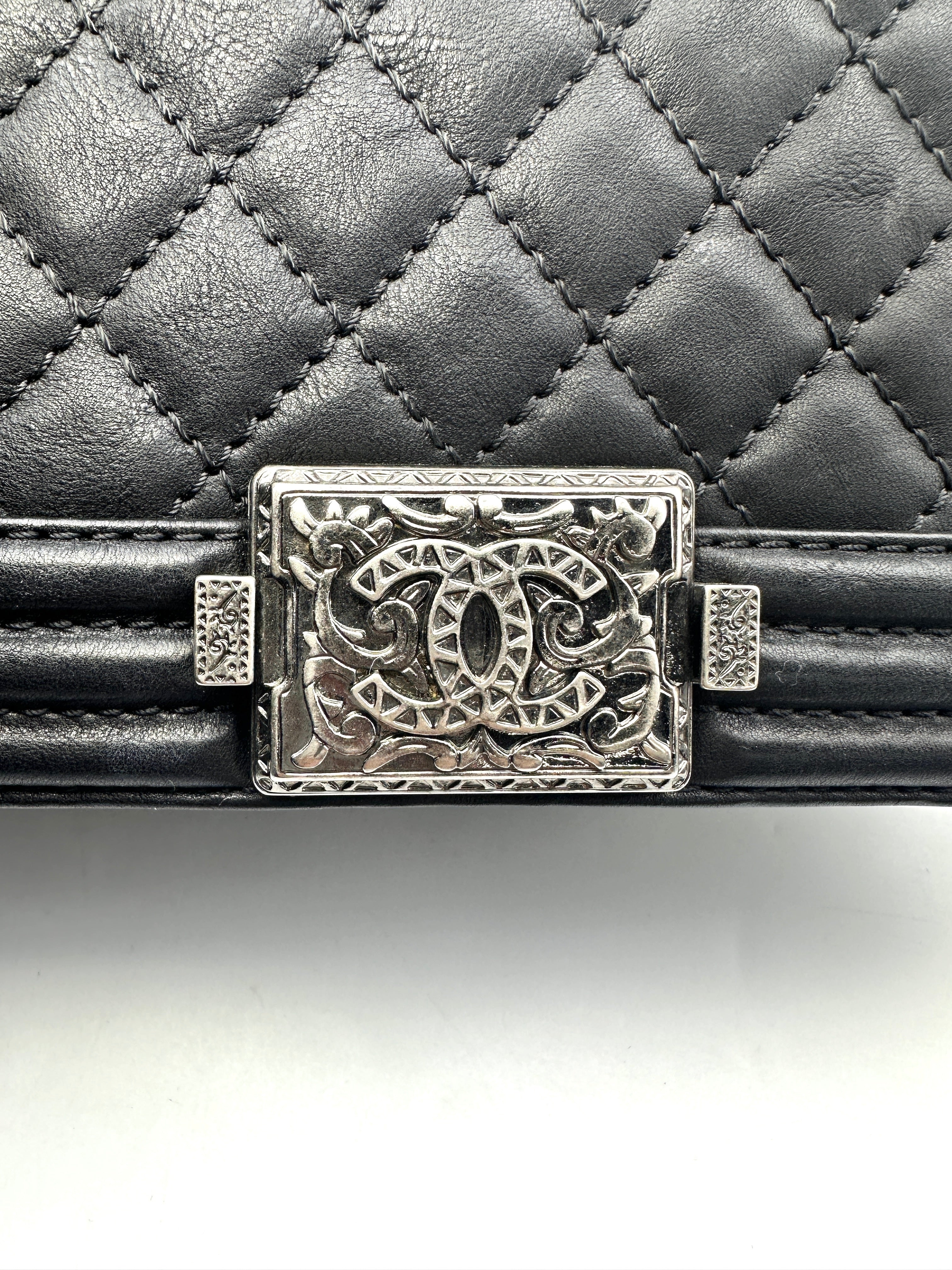 Chanel Paris-Dallas LeBoy Black Quilted Leather Flap Bag With Metal Adornments(19***26) CC1548