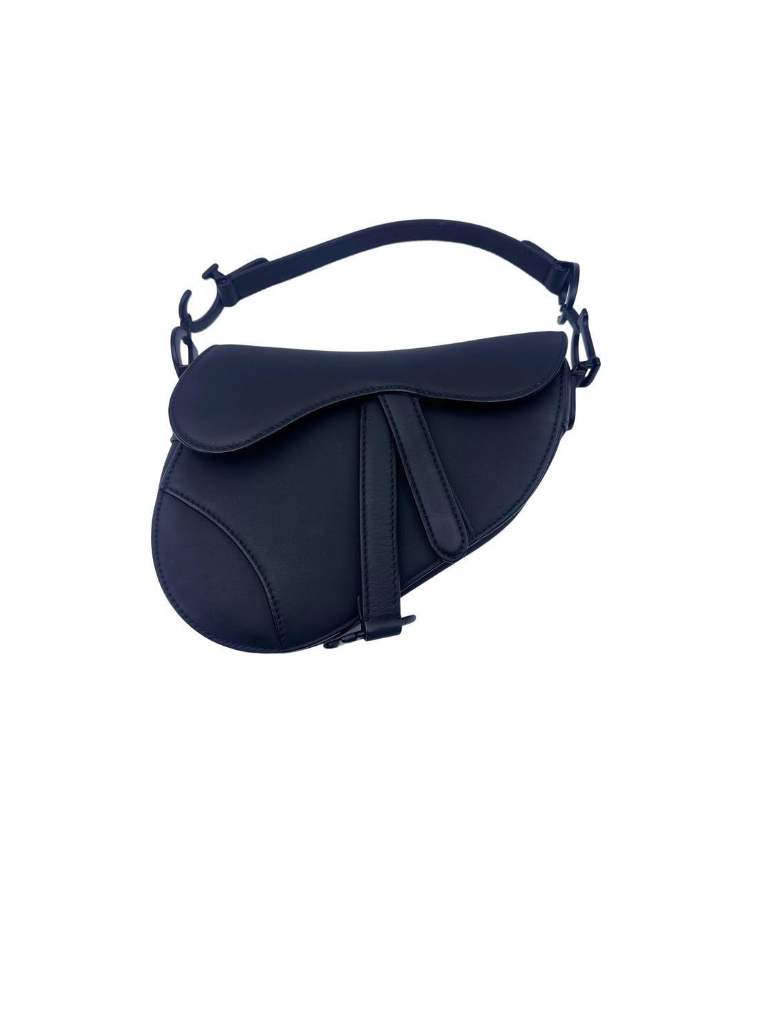 Christian Dior So Black Leather Small Size Saddle Bag DR566