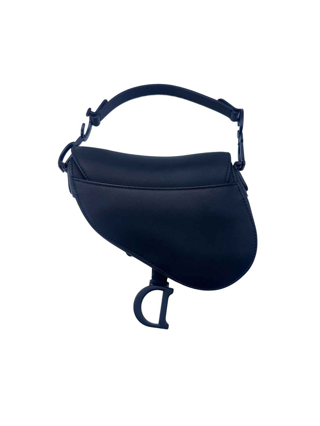Christian Dior So Black Leather Small Size Saddle Bag DR566