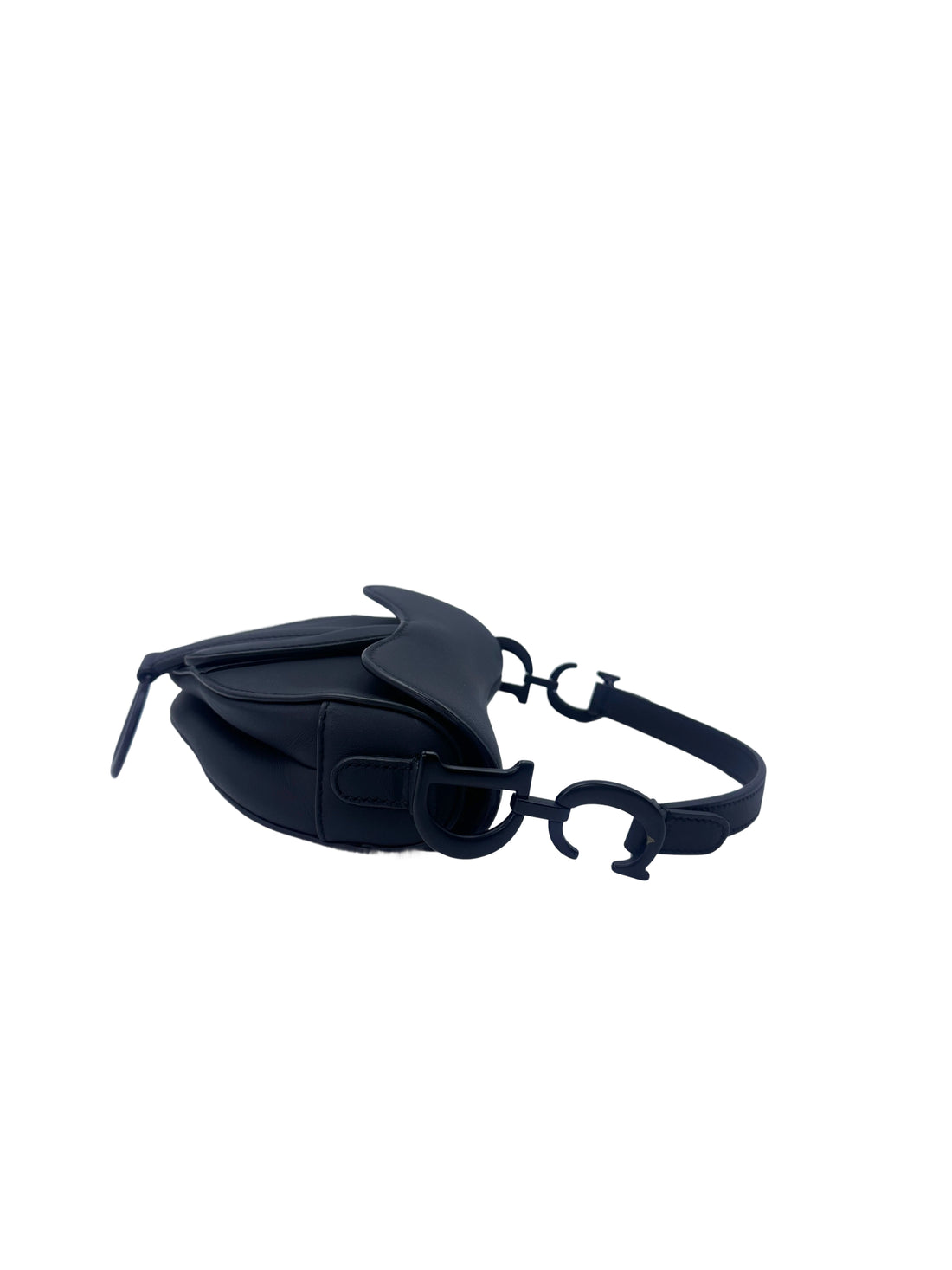 Christian Dior So Black Leather Small Size Saddle Bag DR566