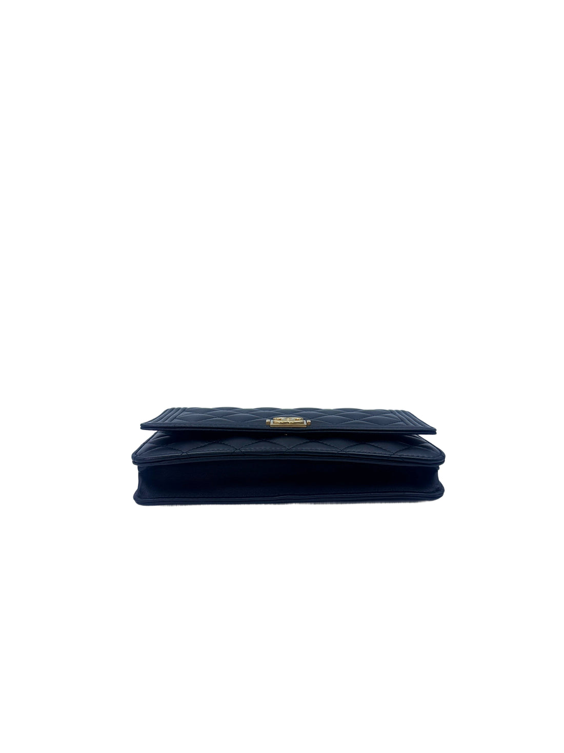Chanel LeBoy Black Quilted Lambskin Wallet On Chain With Gold Buckle(22***99) CC1552