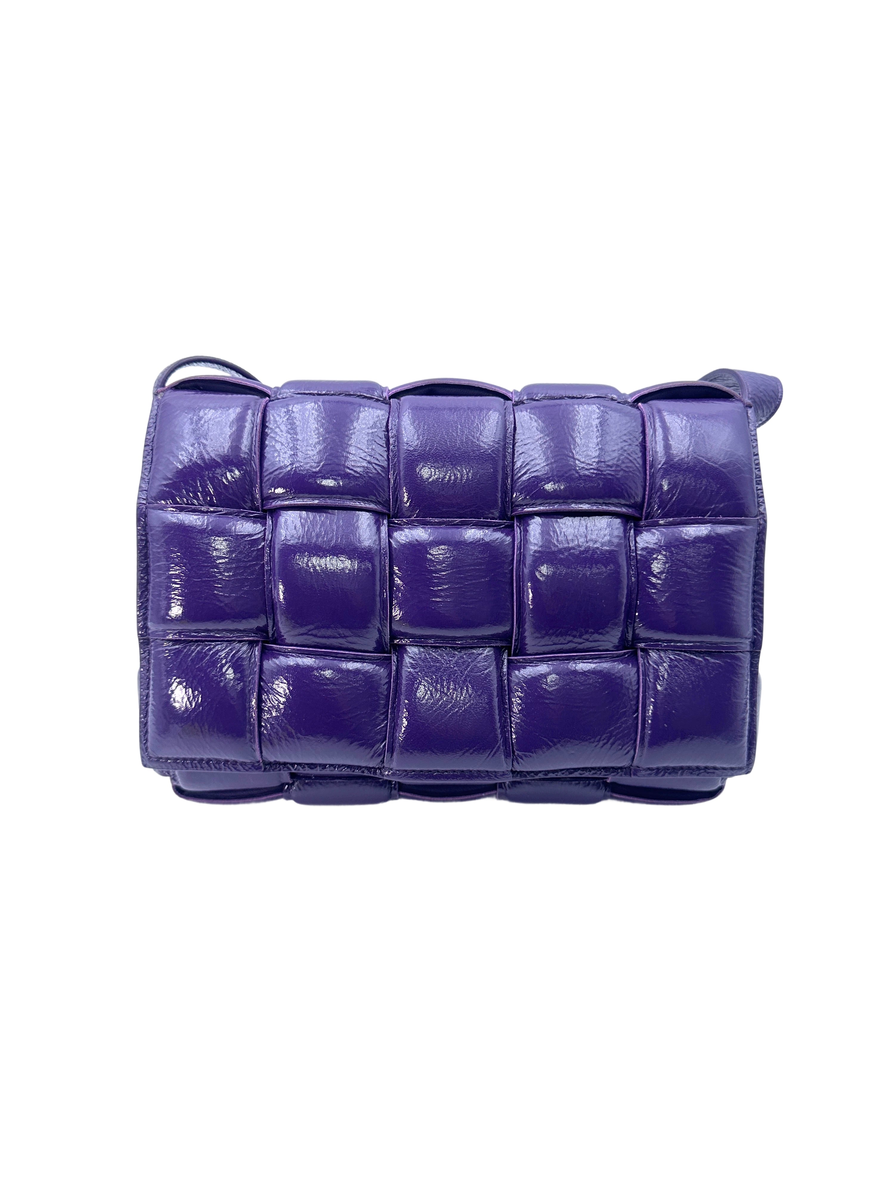 Bottega Veneta Padded Cassette Purple Leather Shoulder Bag BV110