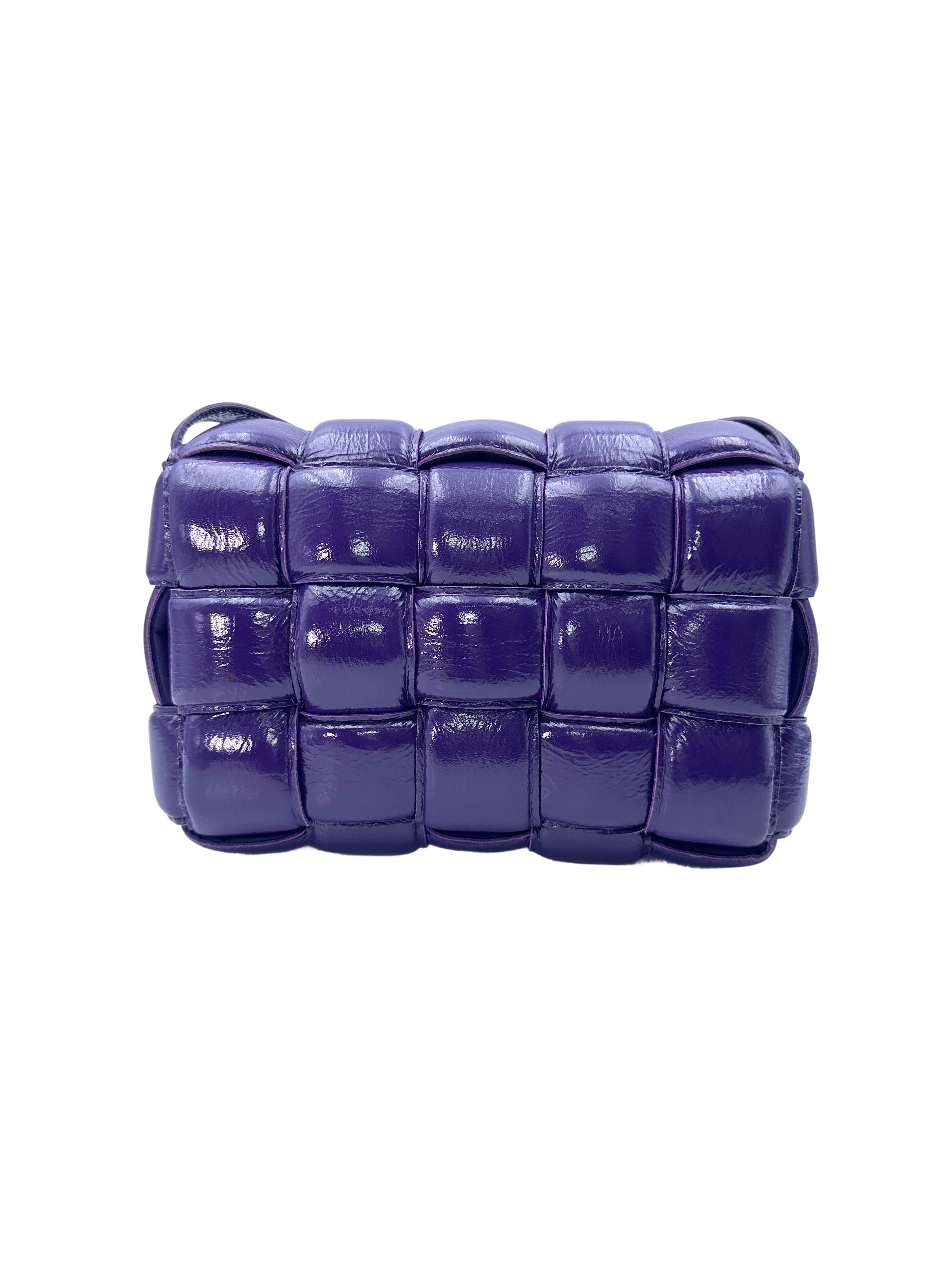 Bottega Veneta Padded Cassette Purple Leather Shoulder Bag BV110