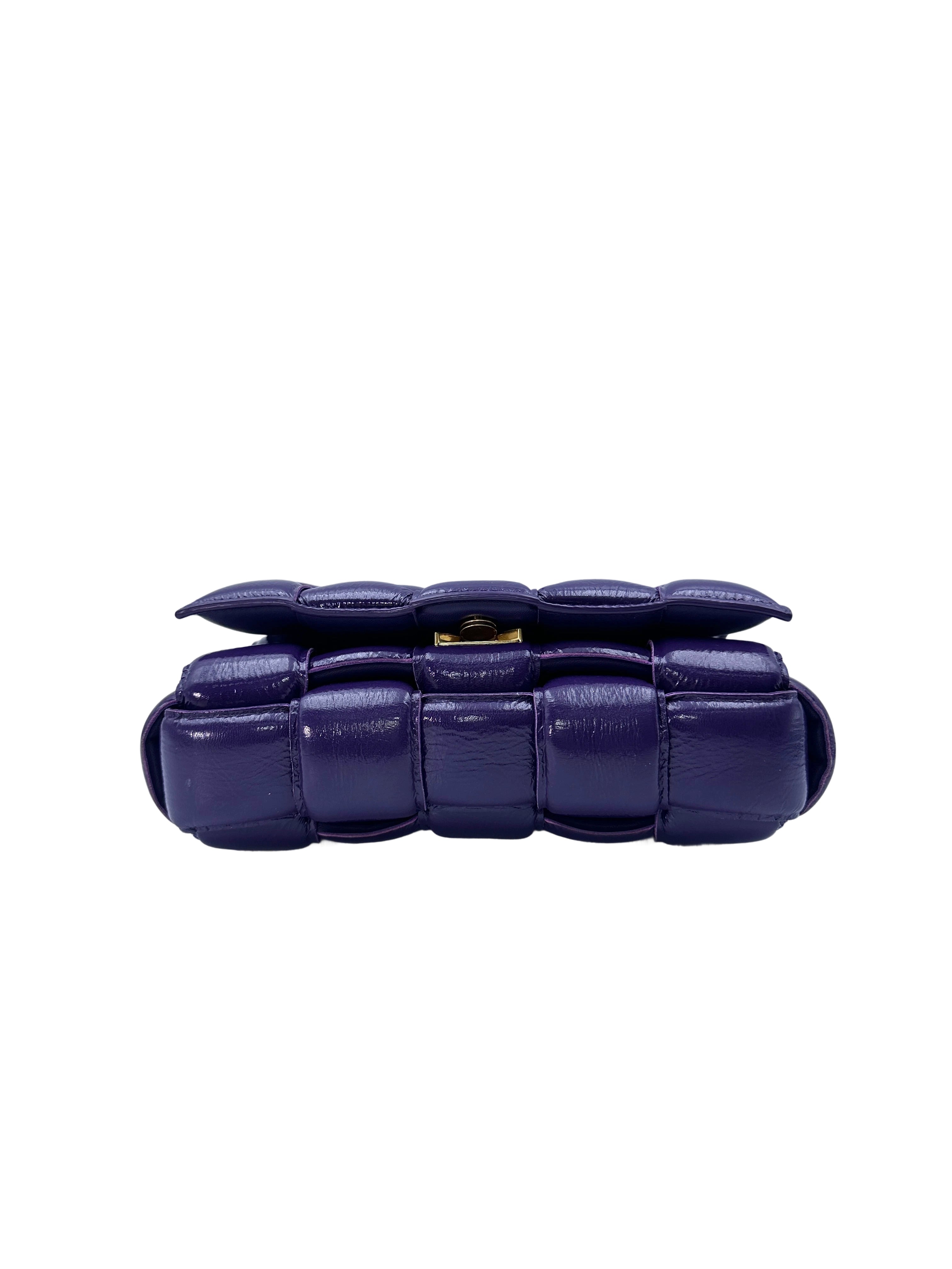 Bottega Veneta Padded Cassette Purple Leather Shoulder Bag BV110